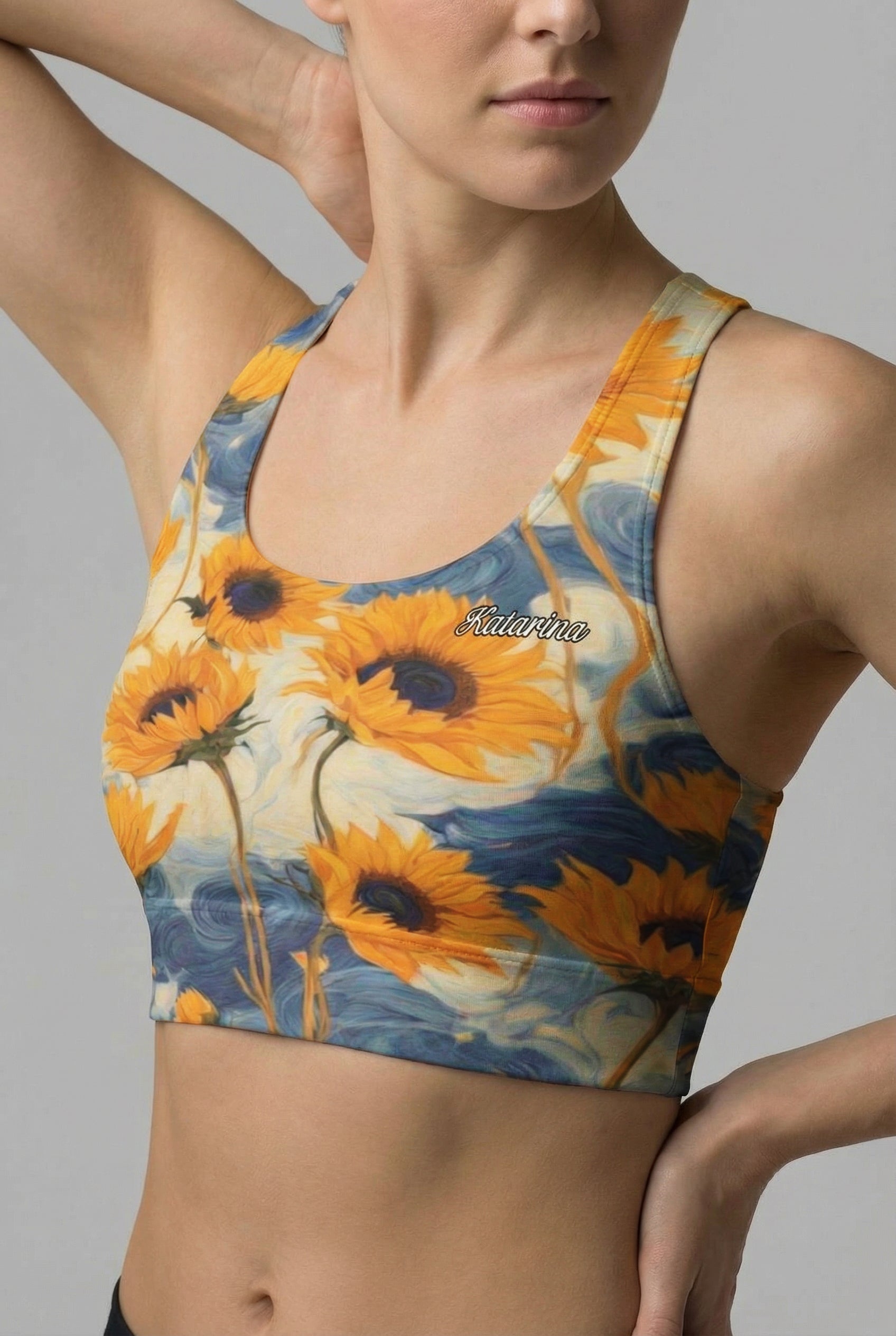 Custom Name Sunflower Sports Bra OnlyBulked