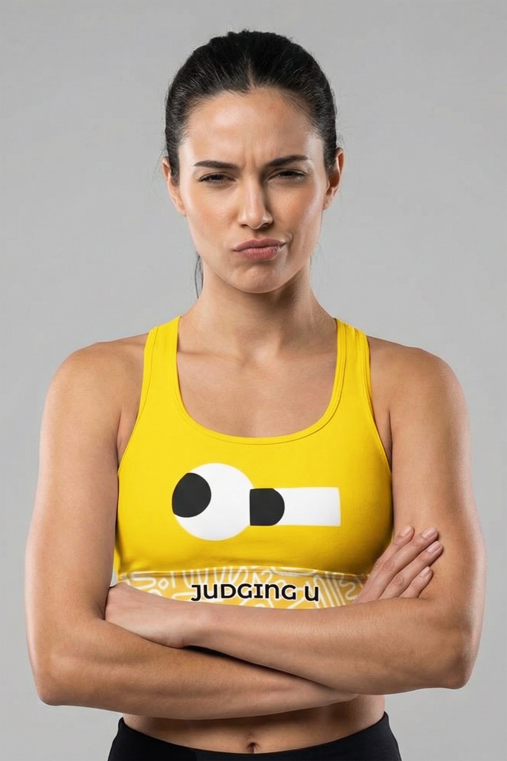 Personalized Yellow "Side Eye" Sports Bra OnlyBulked