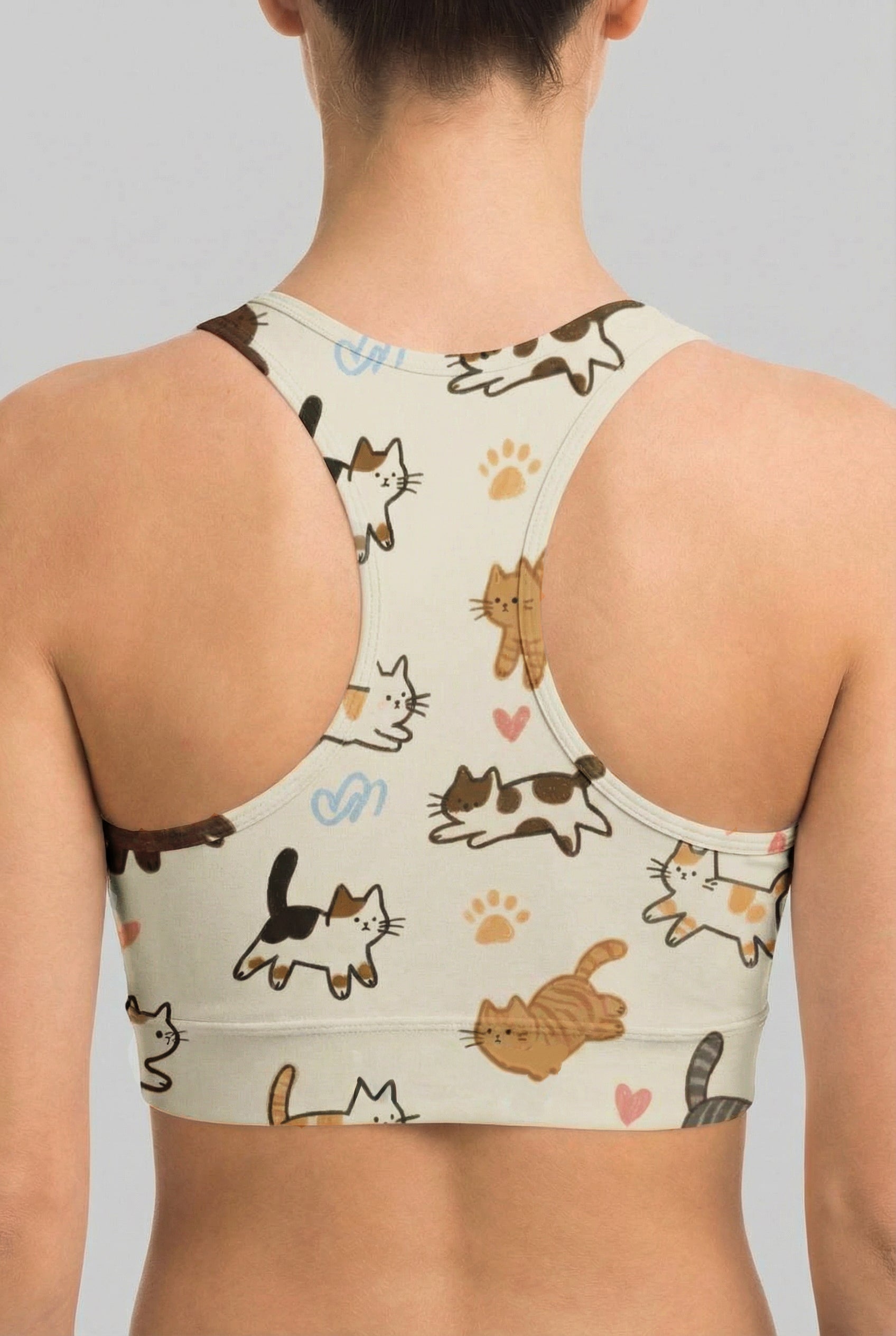 Cute Cat Personalized Sports Bra – Custom Name Activewear Top OnlyBulked