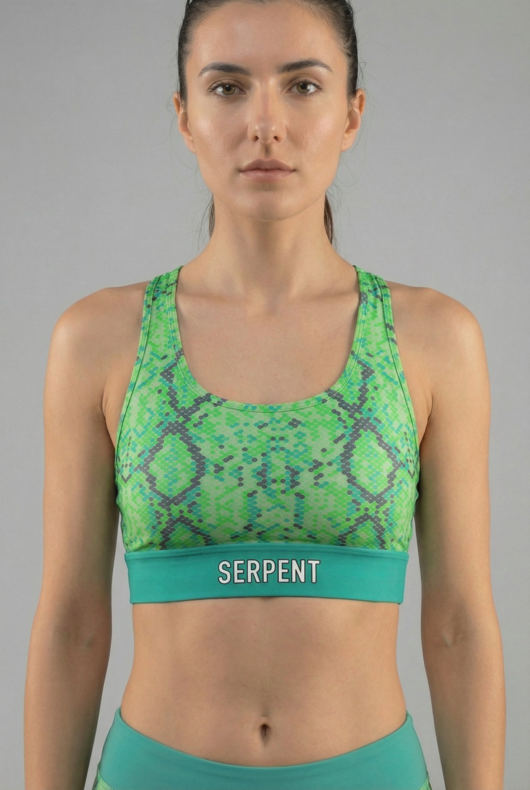 Personalized Green Snake Skin Sports Bra