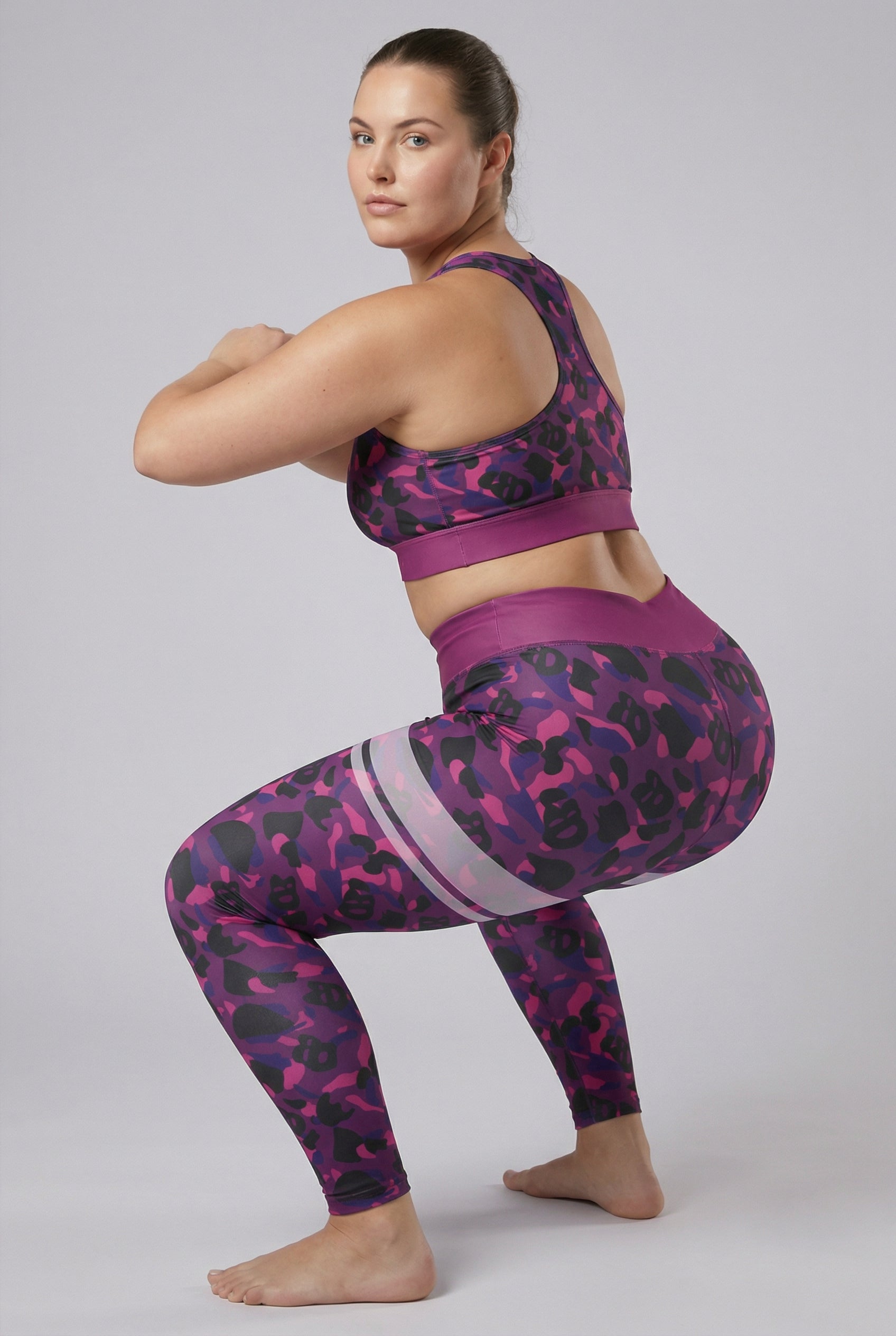 Personalized Purple Monogram Camo Sports Bra