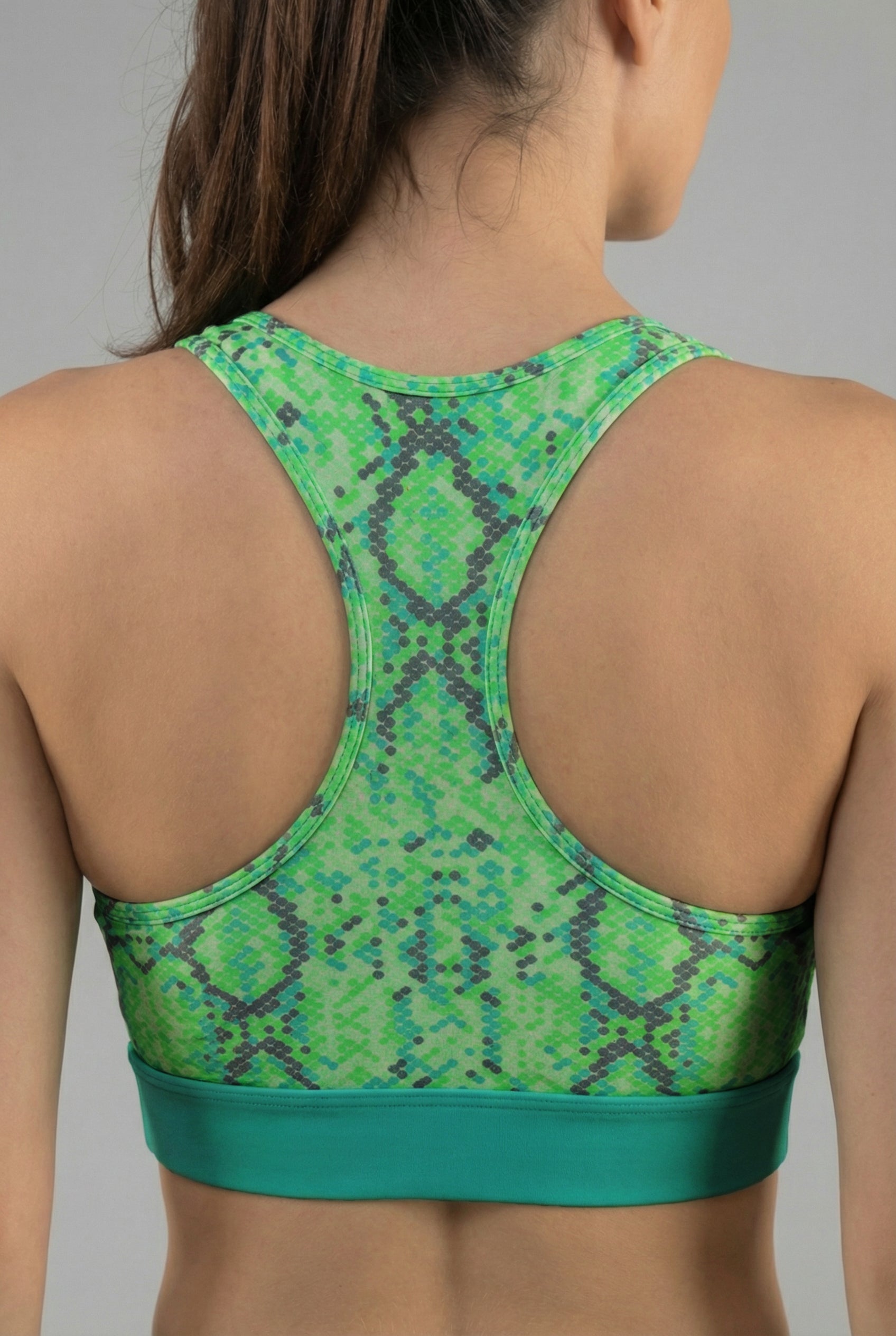 Personalized Green Snake Skin Sports Bra