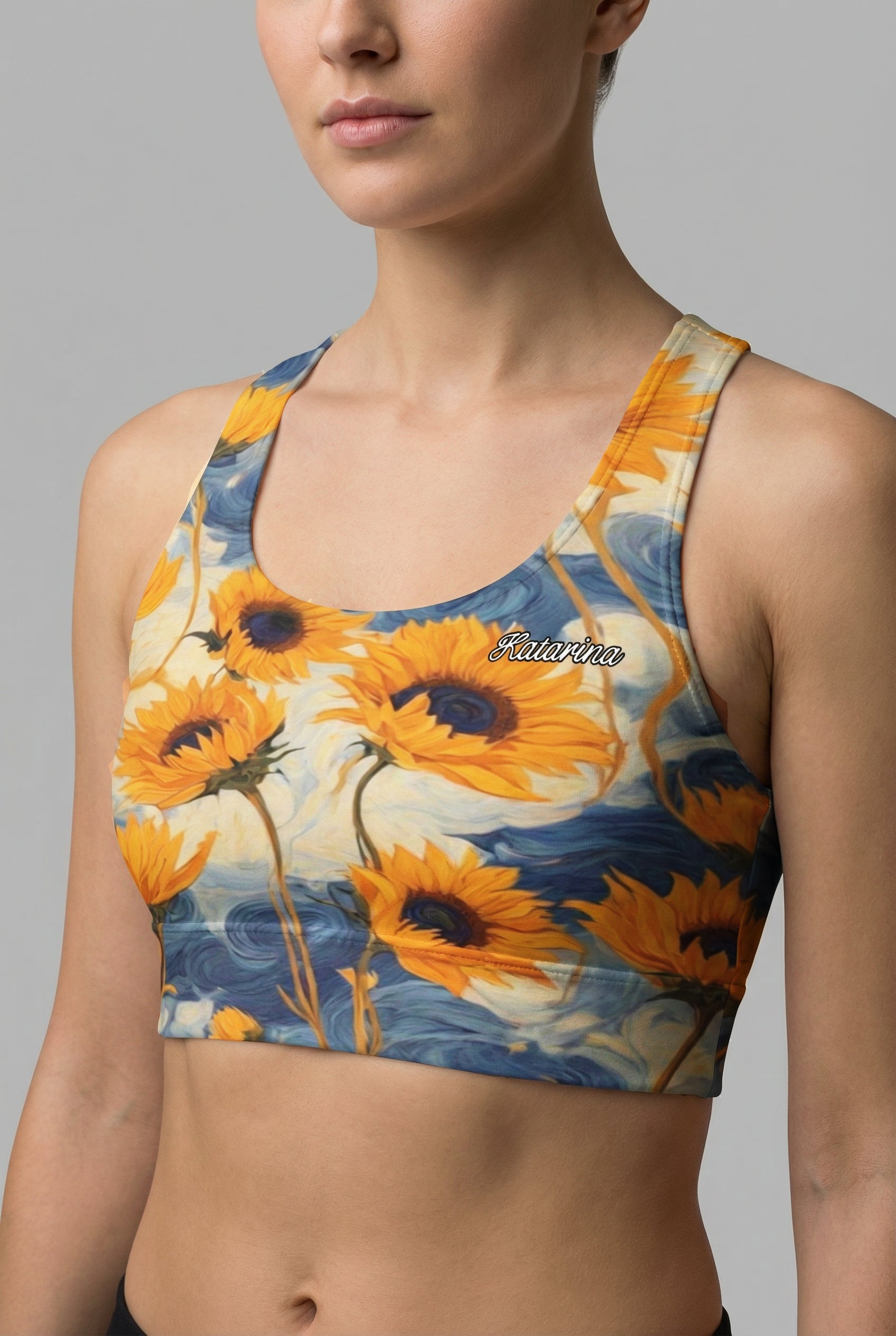 Custom Name Sunflower Sports Bra OnlyBulked
