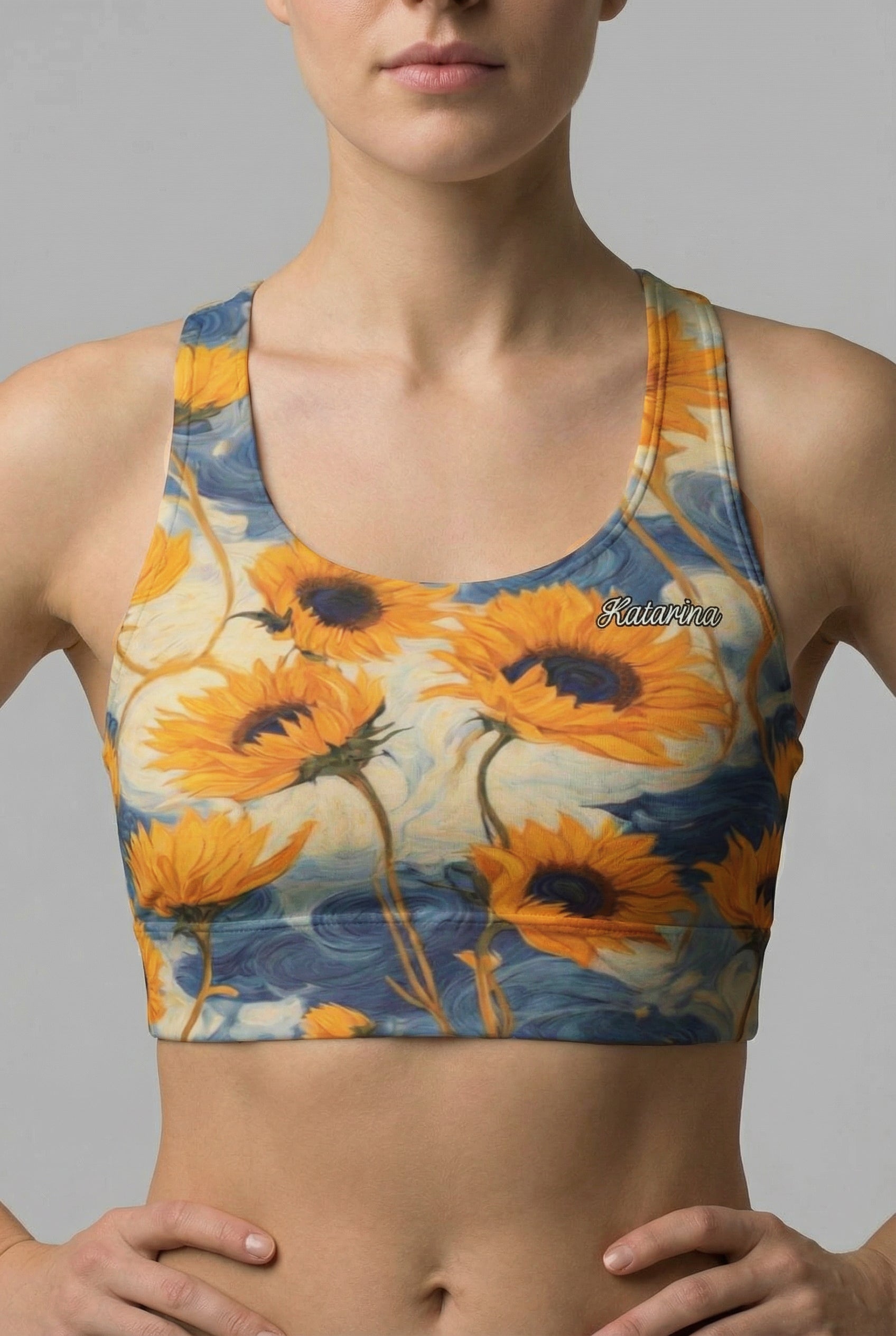 Custom Name Sunflower Sports Bra OnlyBulked