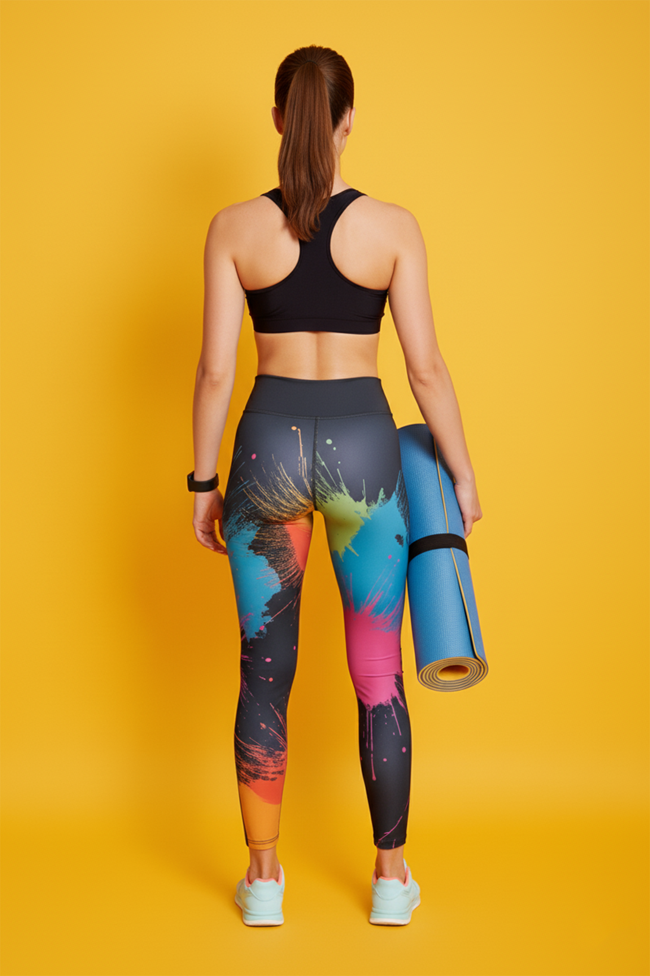 Color Splash custom name leggings for women – personalized high-waisted gym pants