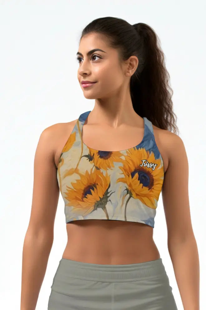 Custom Name Sunflower Sports Bra OnlyBulked