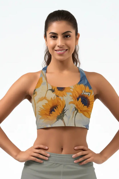 Custom Name Sunflower Sports Bra OnlyBulked