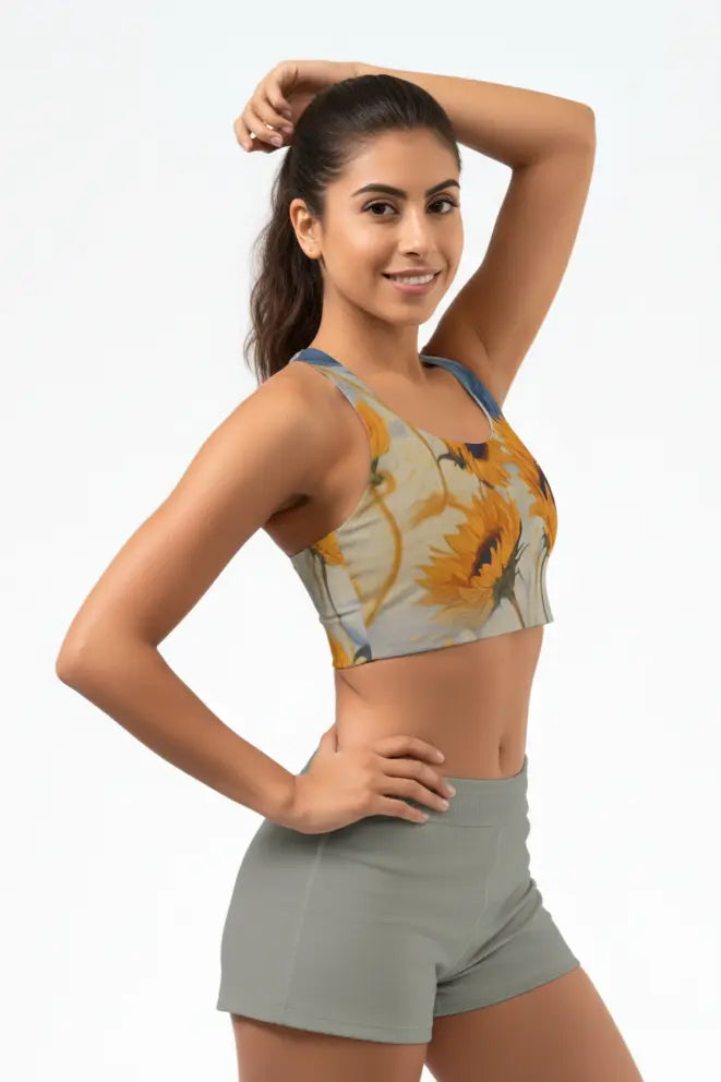 Custom Name Sunflower Sports Bra OnlyBulked
