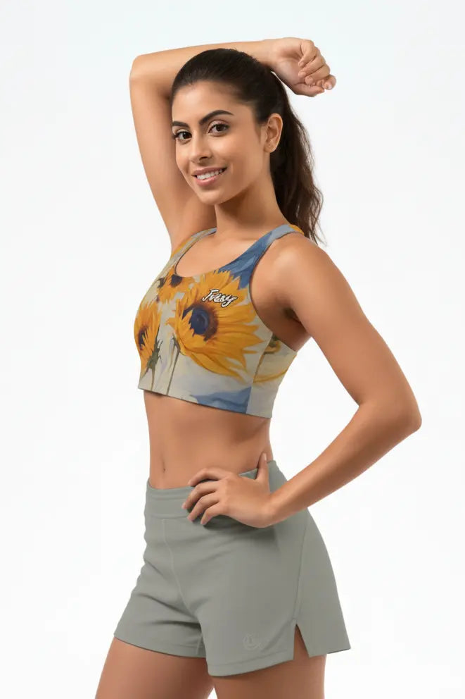 Custom Name Sunflower Sports Bra OnlyBulked