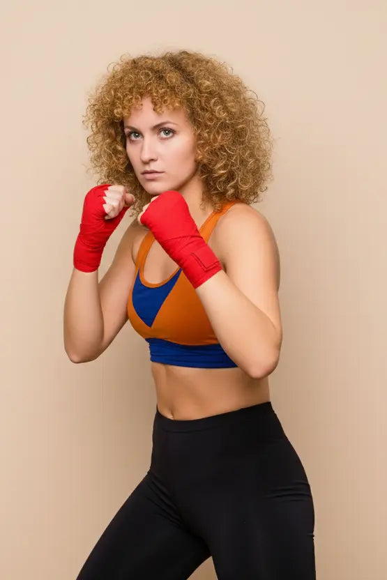 Racerback design with supportive straps — back view of warrior sports bra