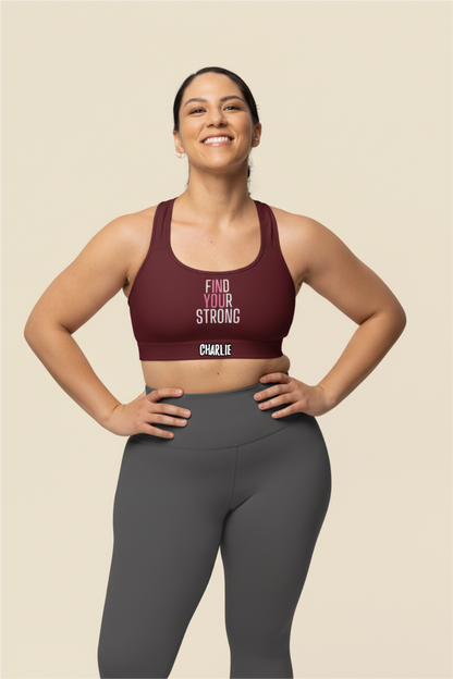Custom Color Sports Bra Personalized “Find Your Strong” Edition OnlyBulked