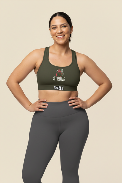 Custom Color Sports Bra Personalized “Find Your Strong” Edition OnlyBulked