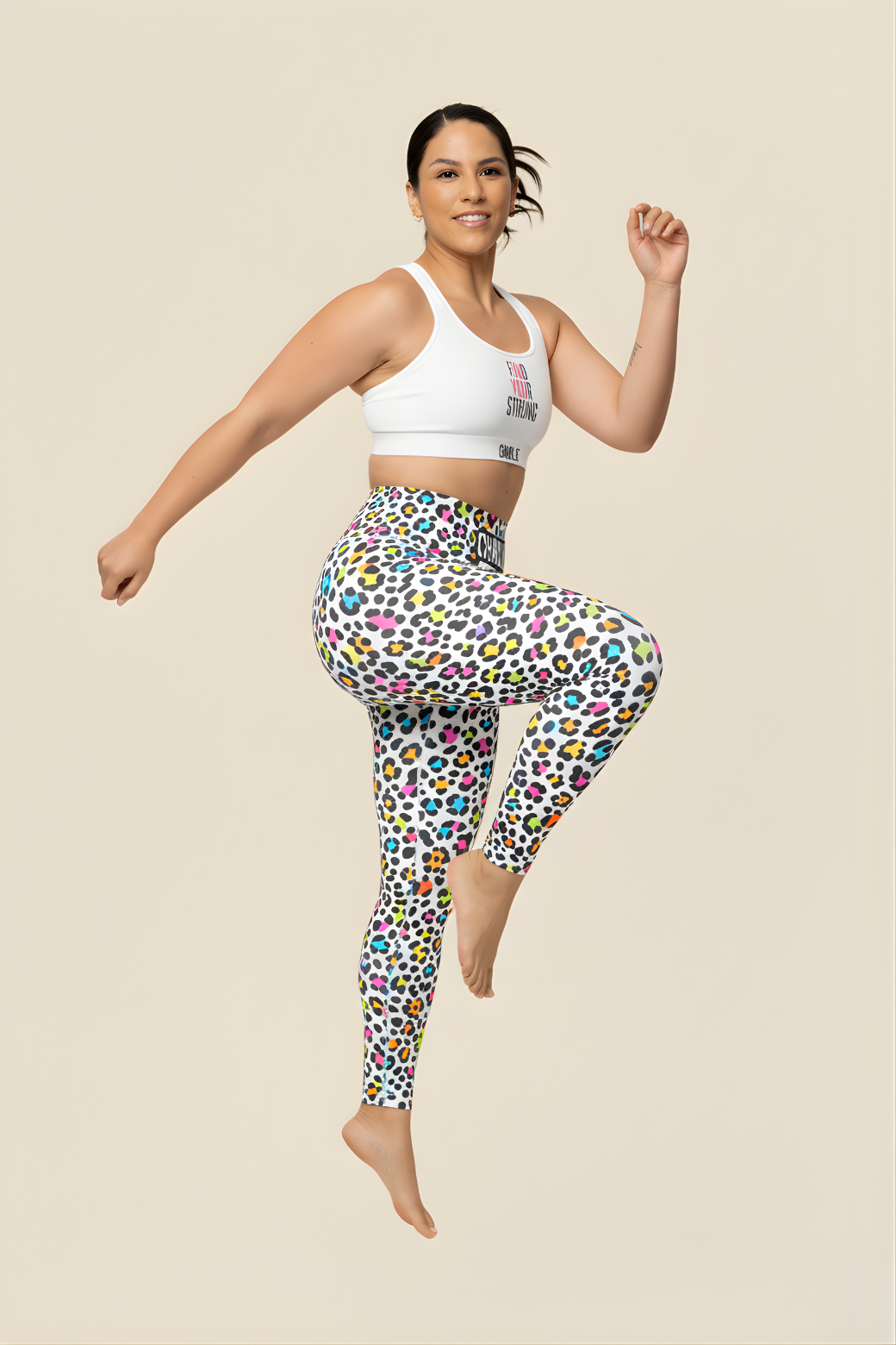 Colorful leopard print custom name leggings for women – personalized quote workout pants