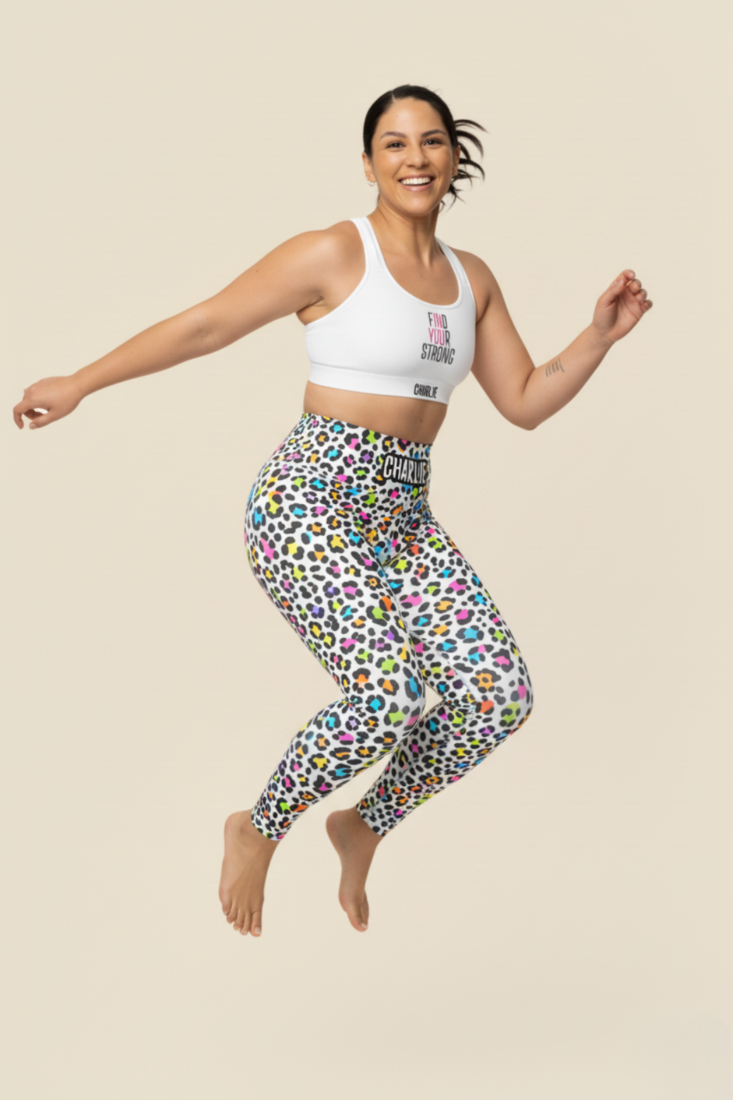 Colorful leopard print custom name leggings for women – personalized quote workout pants