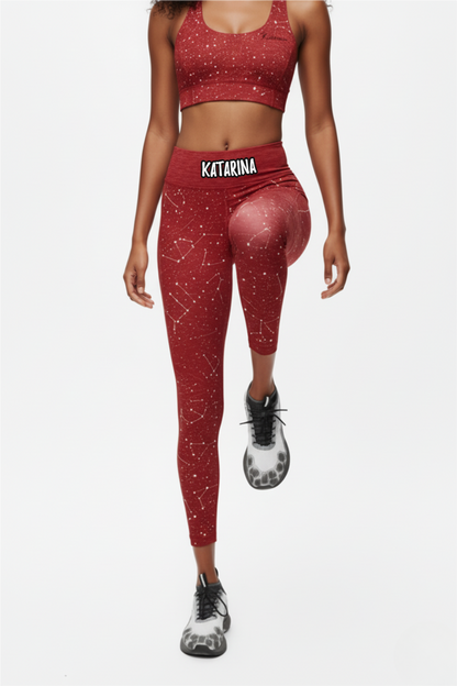 Custom Name or Quote Galaxy Leggings – Personalized Activewear for Yoga, Gym & Training OnlyBulked
