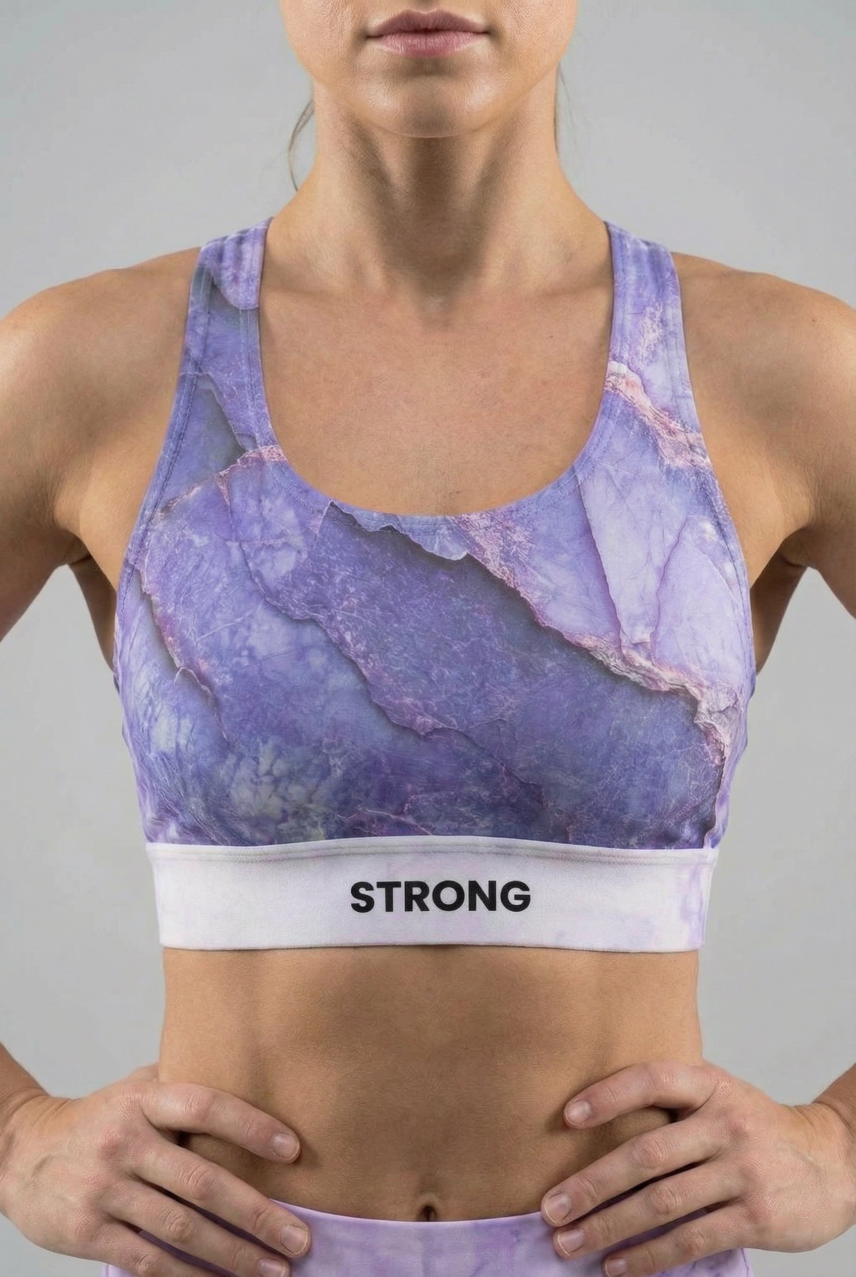 Personalized Amethyst Marble Sports Bra - Custom Name & Mantra OnlyBulked