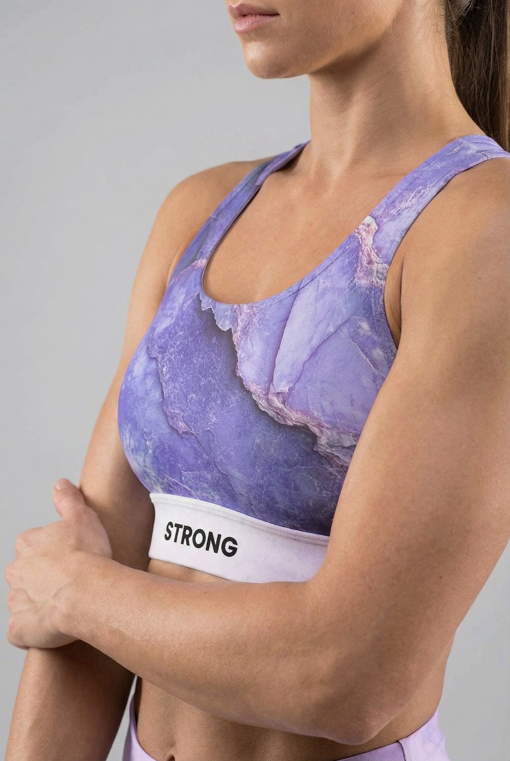 Personalized Amethyst Marble Sports Bra - Custom Name & Mantra OnlyBulked