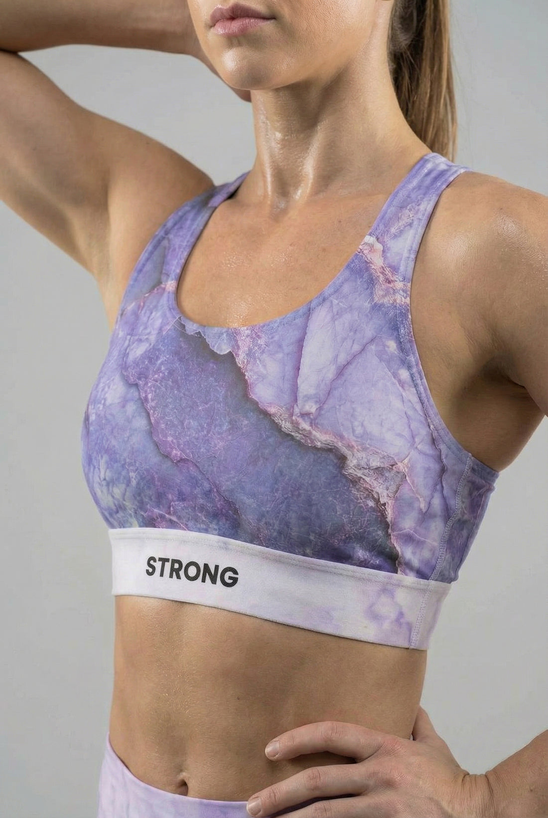 Personalized Amethyst Marble Sports Bra - Custom Name & Mantra OnlyBulked