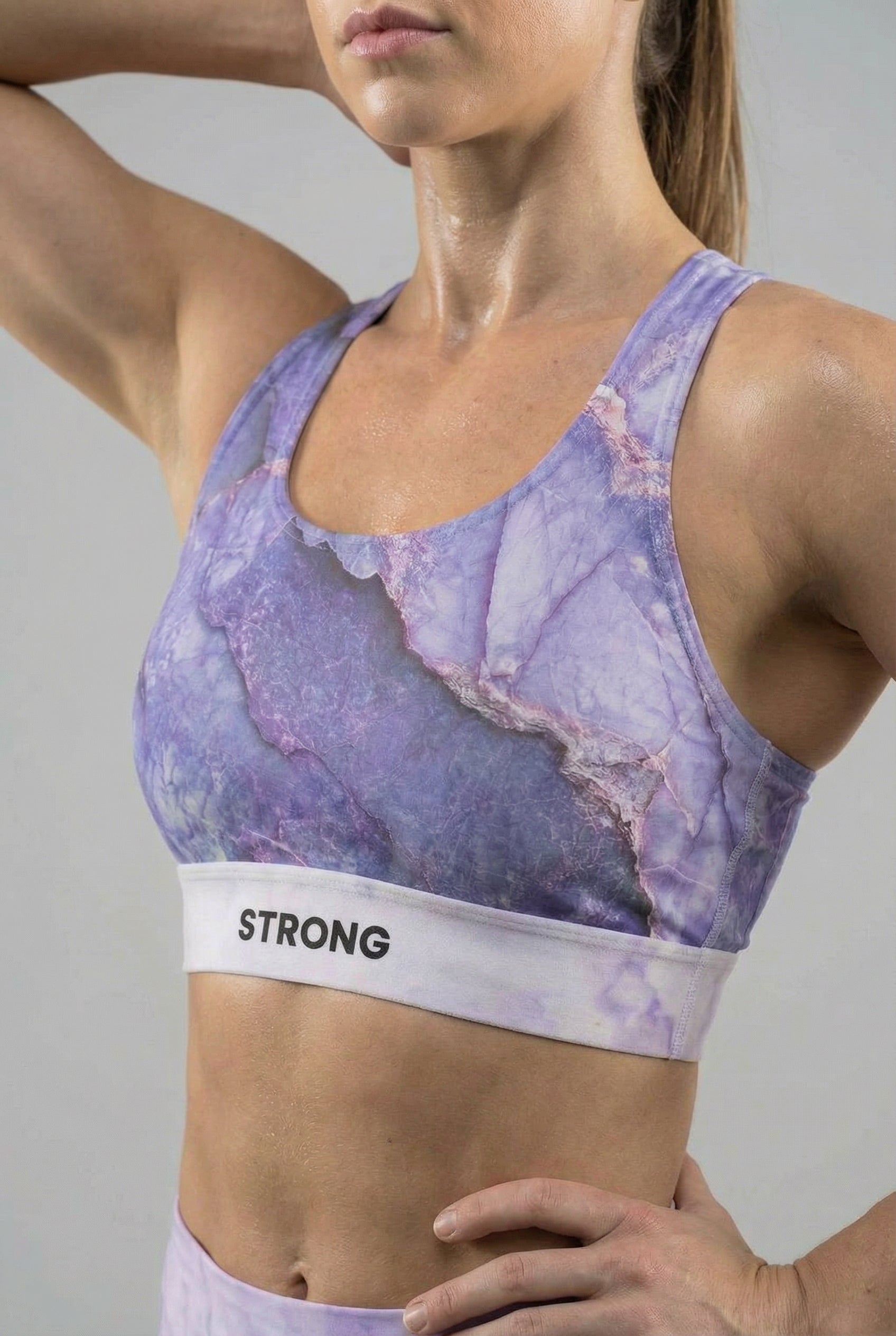 Personalized Amethyst Marble Sports Bra - Custom Name & Mantra OnlyBulked