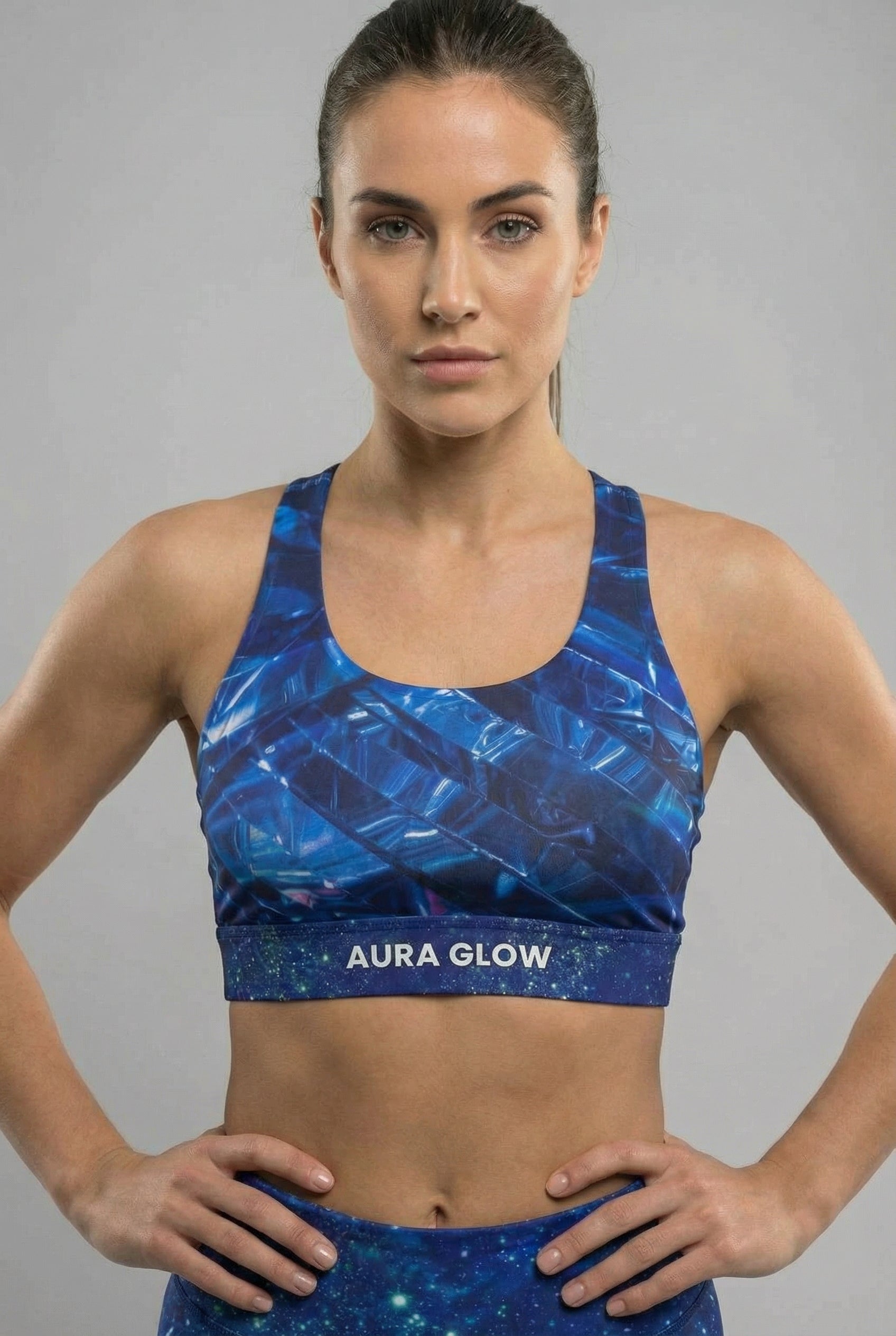 Personalized Sapphire Crystal Sports Bra - Custom Name & Mantra OnlyBulked