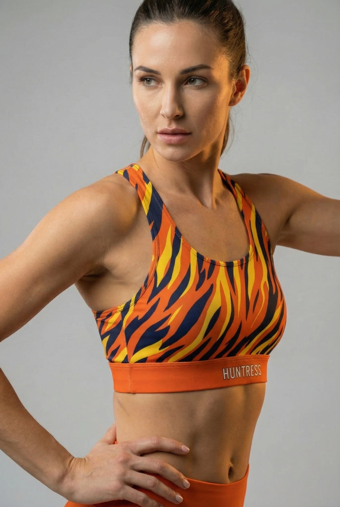 Personalized Orange Tiger Print Sports Bra