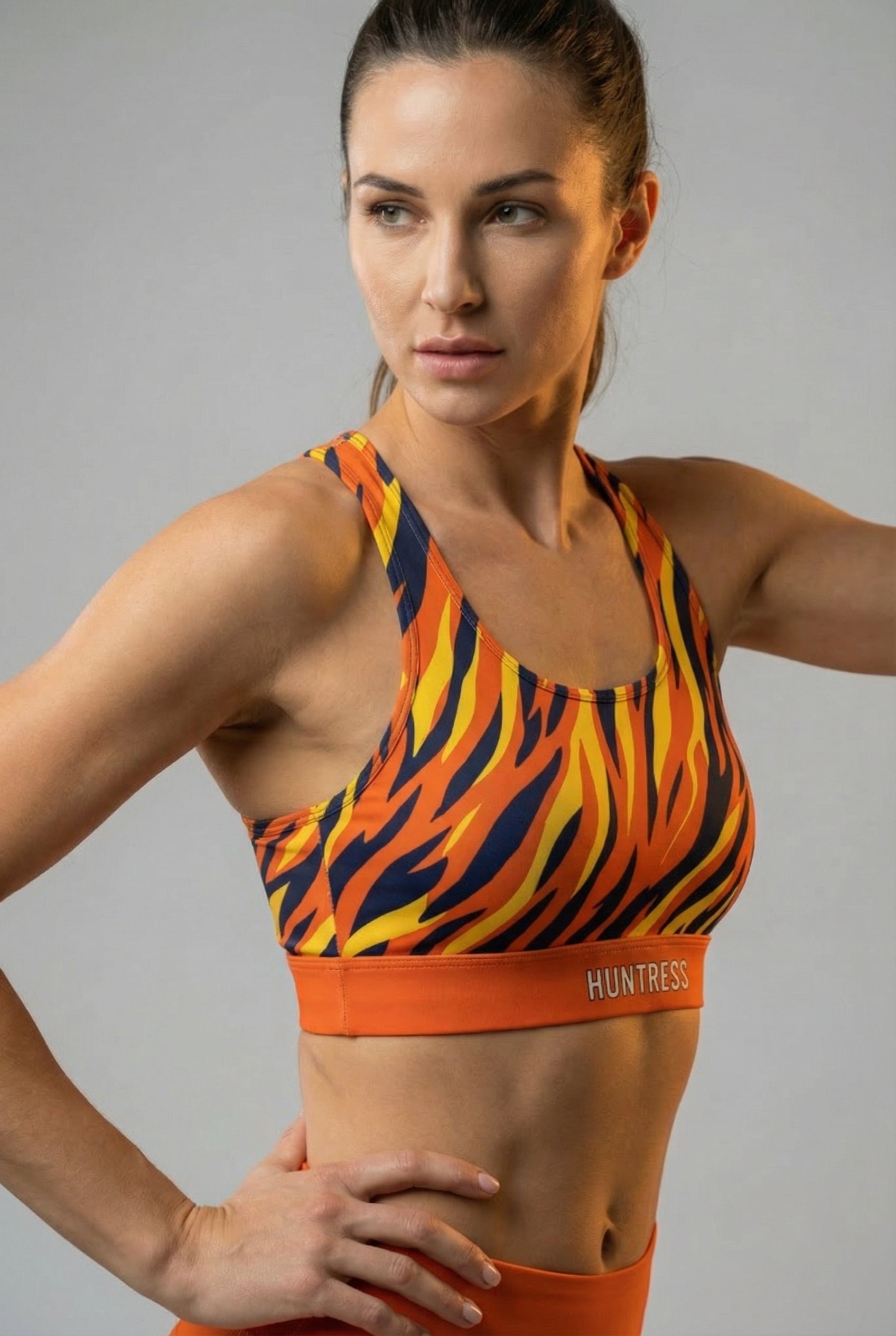 Personalized Orange Tiger Print Sports Bra