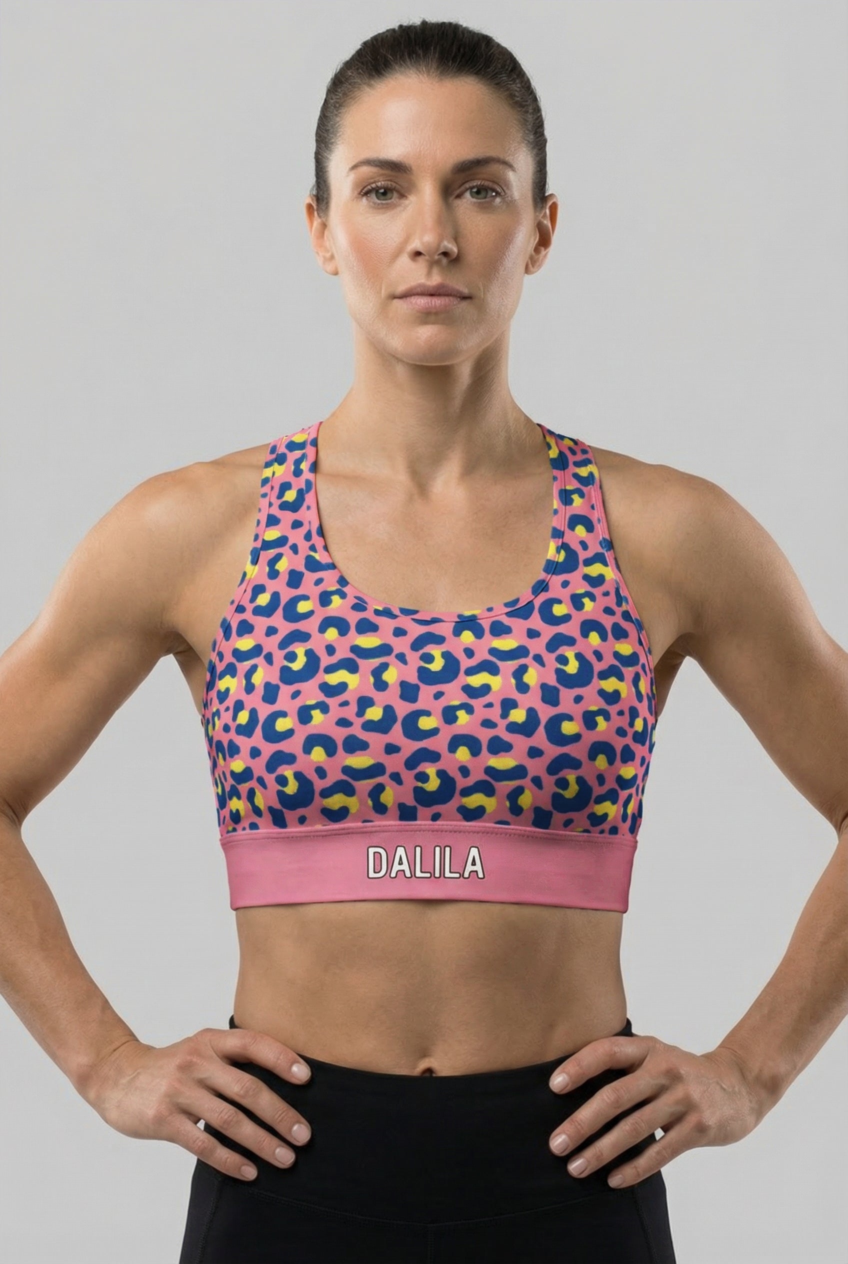 Personalized Pink Leopard Sports Bra
