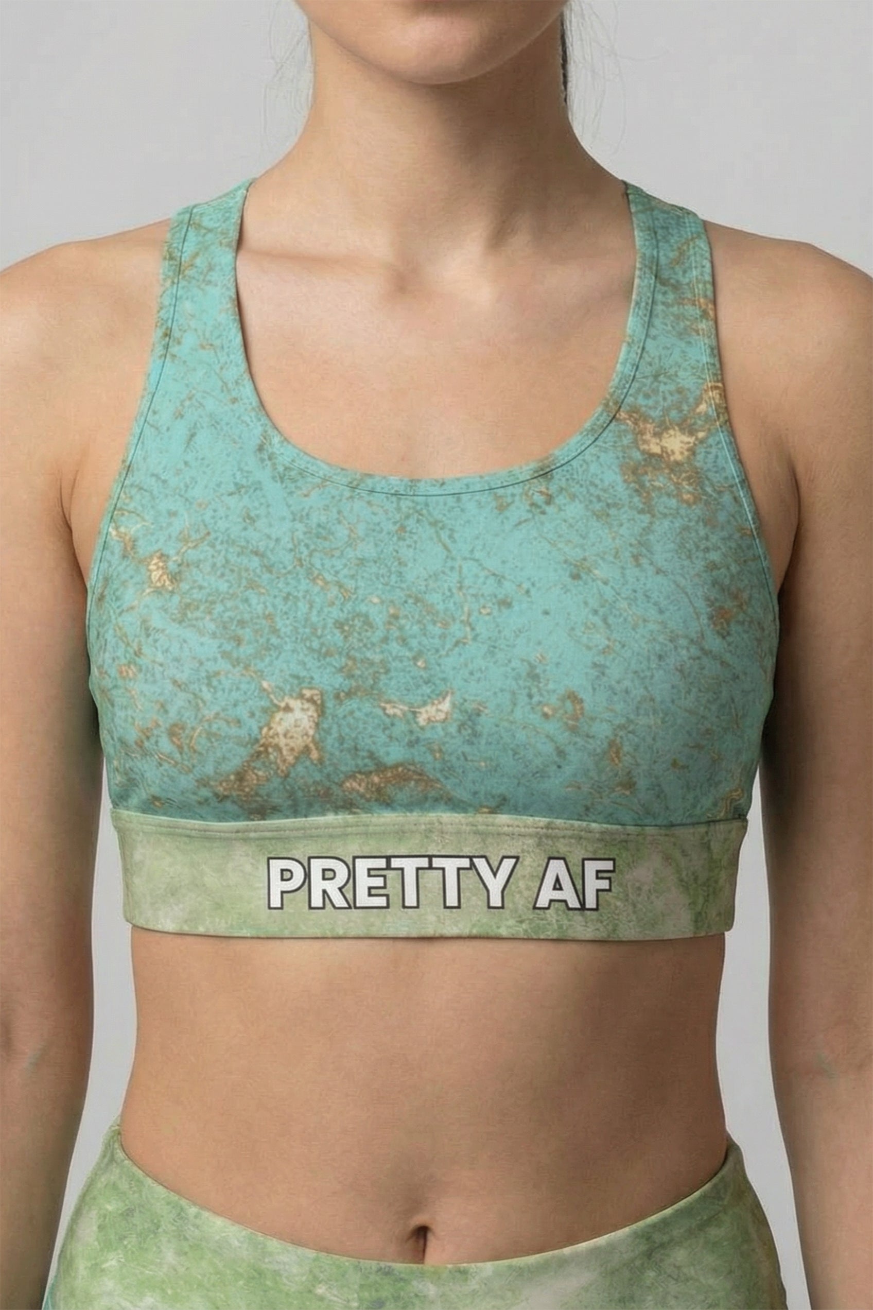 Personalized Green Topaz Marble Sports Bra - Custom Name & Mantra OnlyBulked