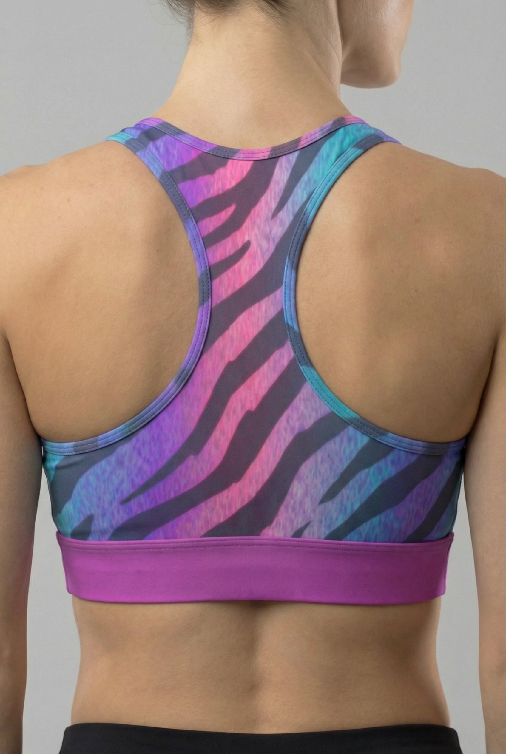 Personalized Neon Zebra Sports Bra