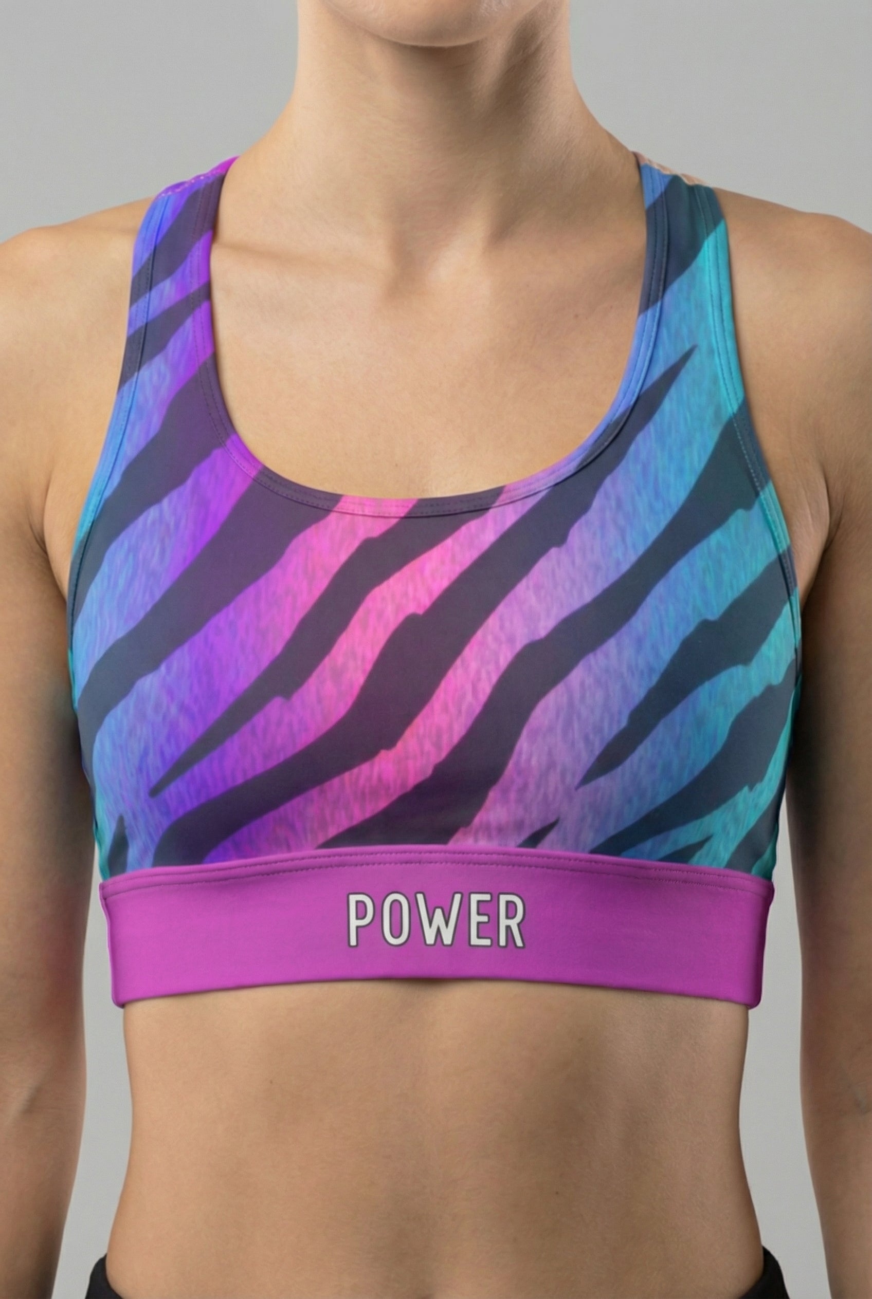 Personalized Neon Zebra Sports Bra
