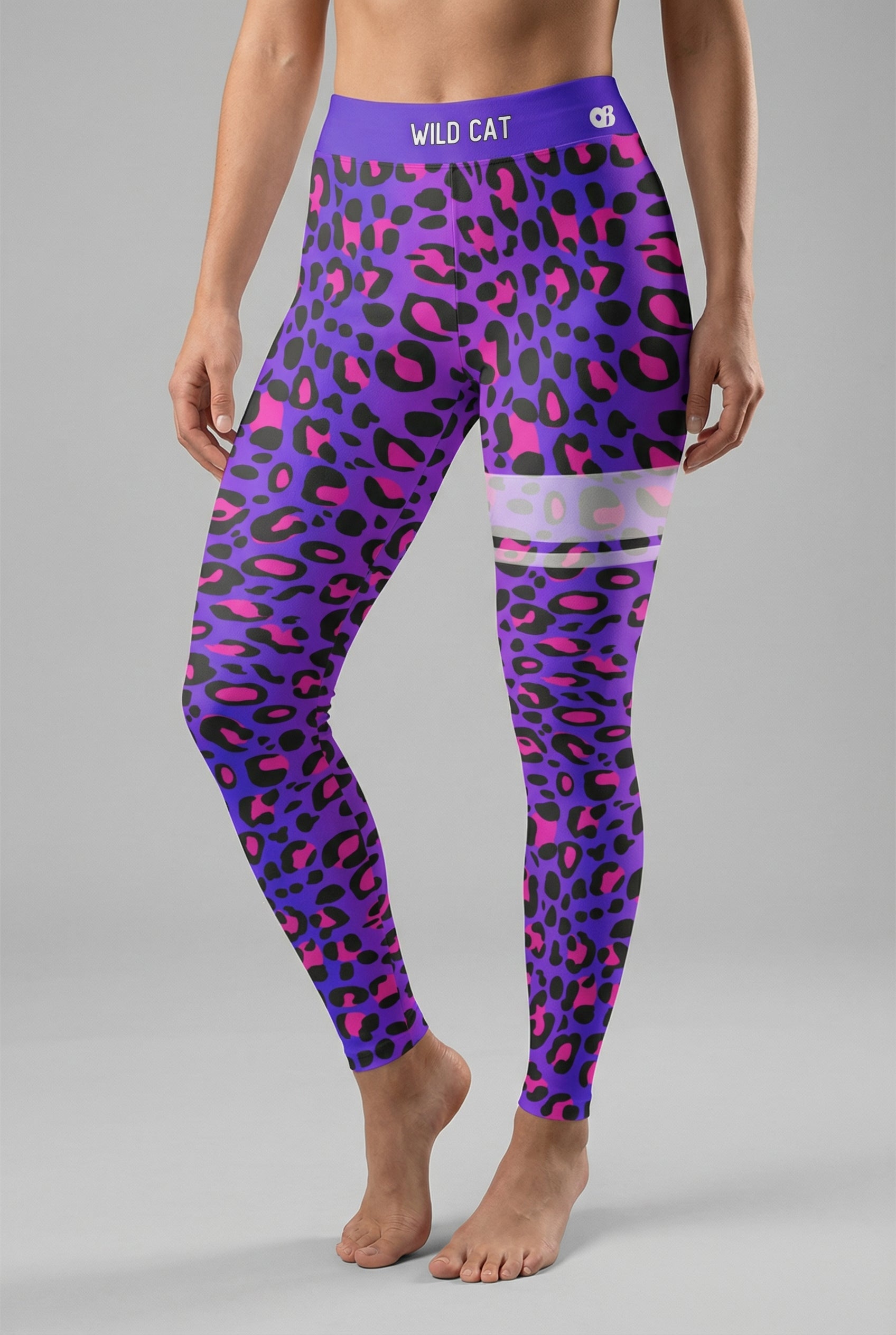 Personalized Electric Blue Neon Leopard Leggings