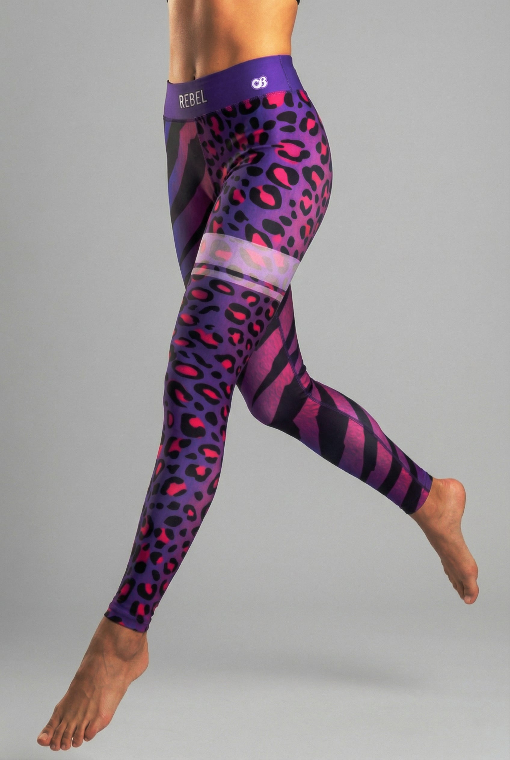 Split Design Neon Zebra & Leopard Leggings