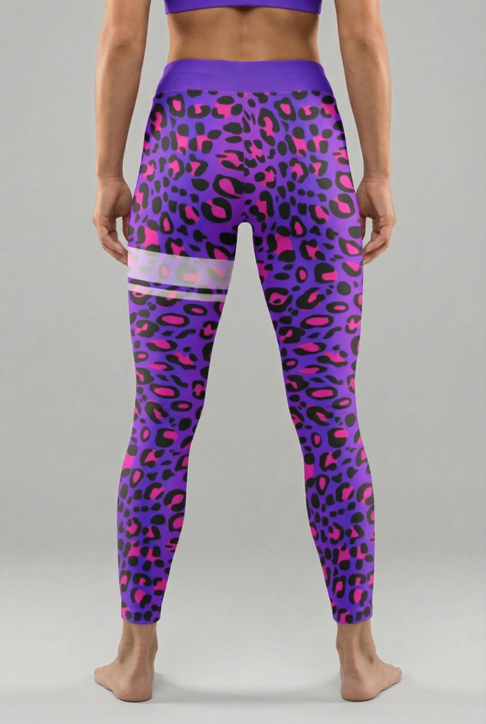 Personalized Electric Blue Neon Leopard Leggings