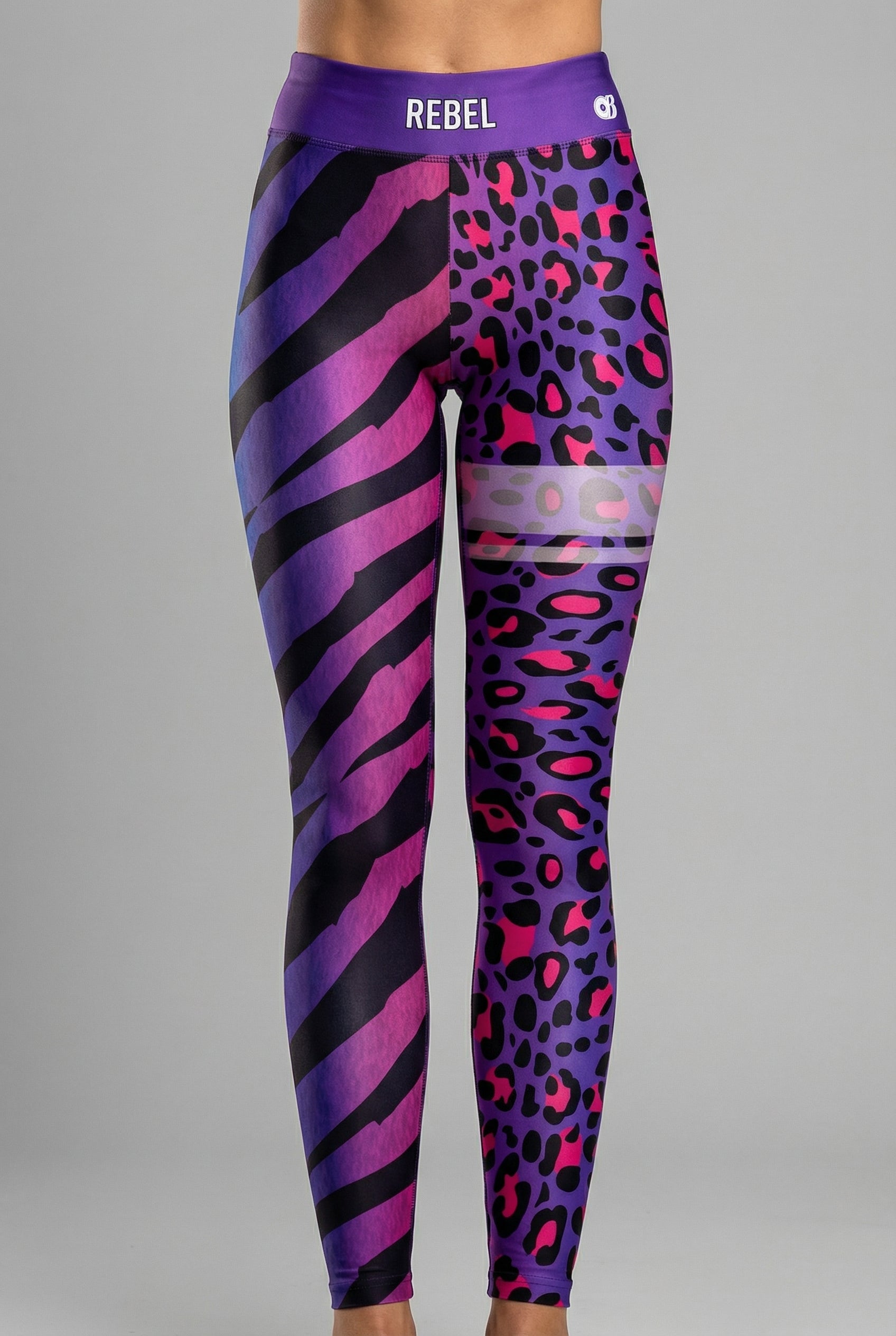Split Design Neon Zebra & Leopard Leggings