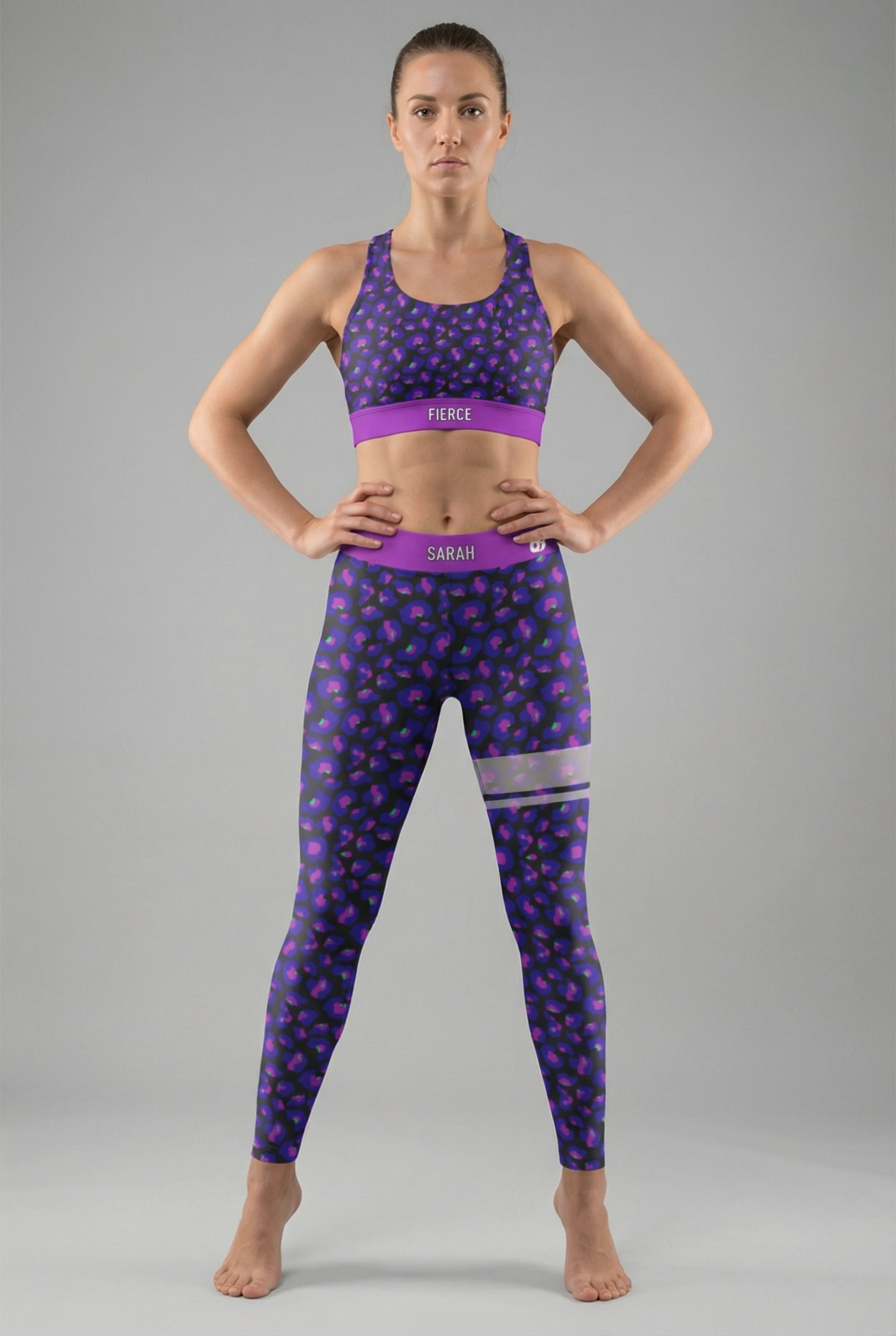 Personalized Dark Purple Leopard Leggings