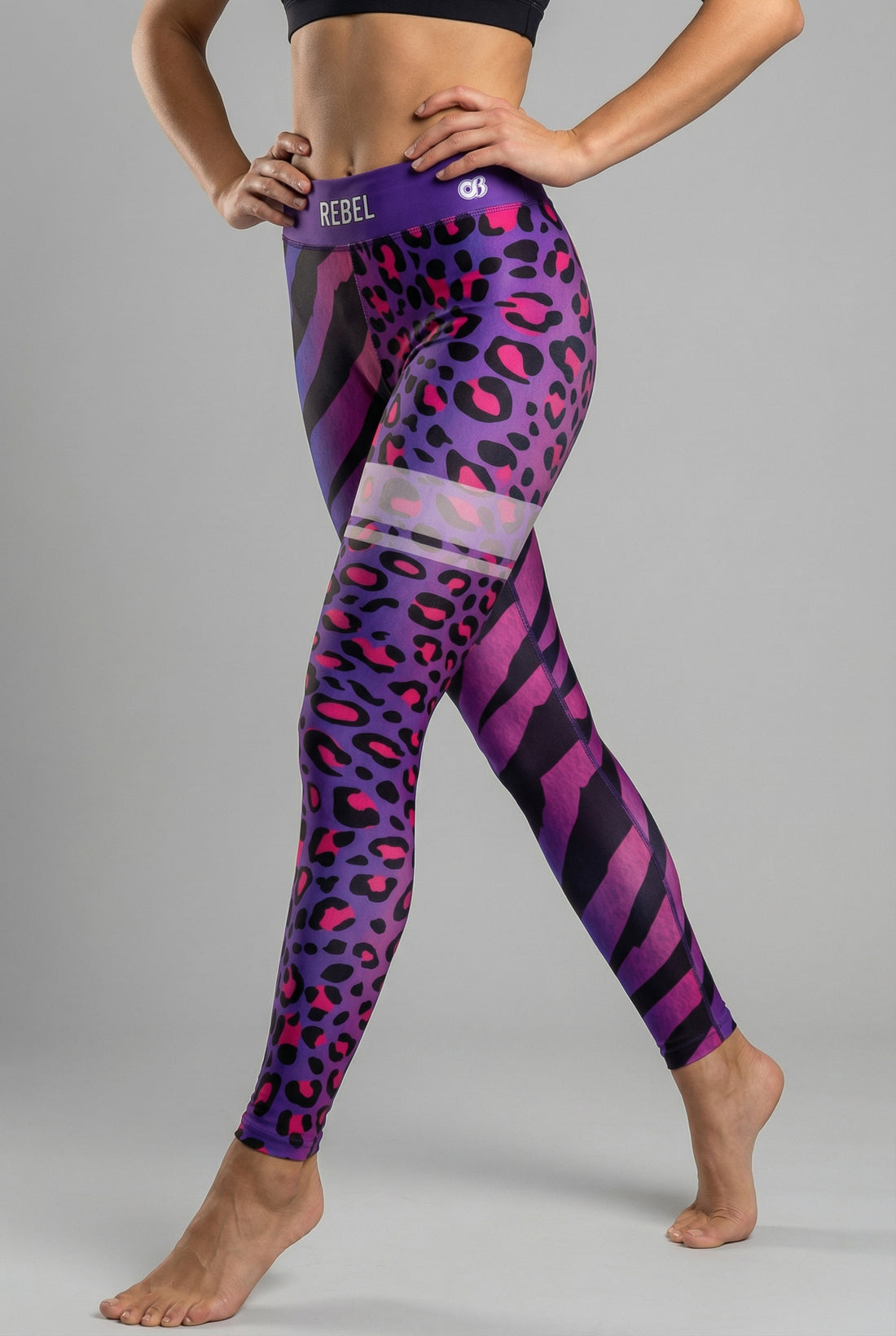 Split Design Neon Zebra & Leopard Leggings