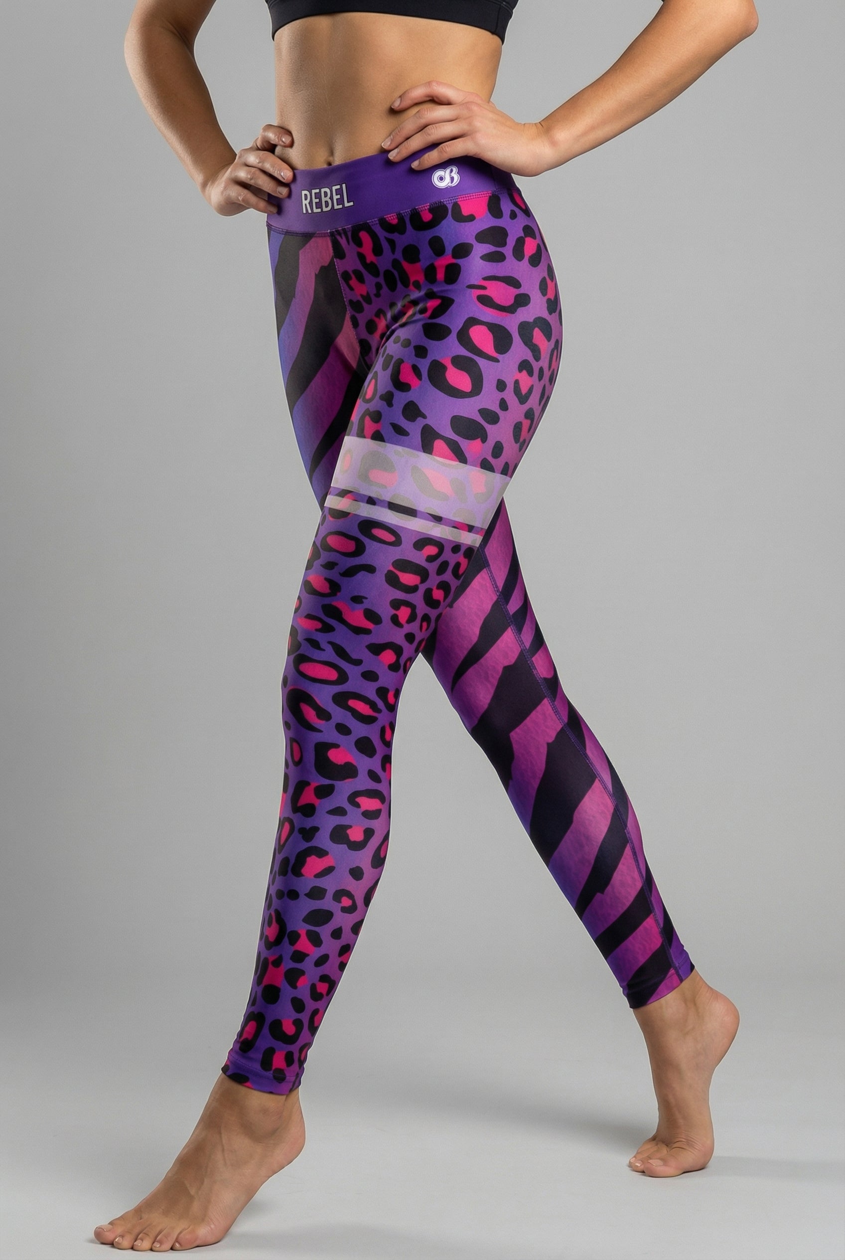 Split Design Neon Zebra & Leopard Leggings