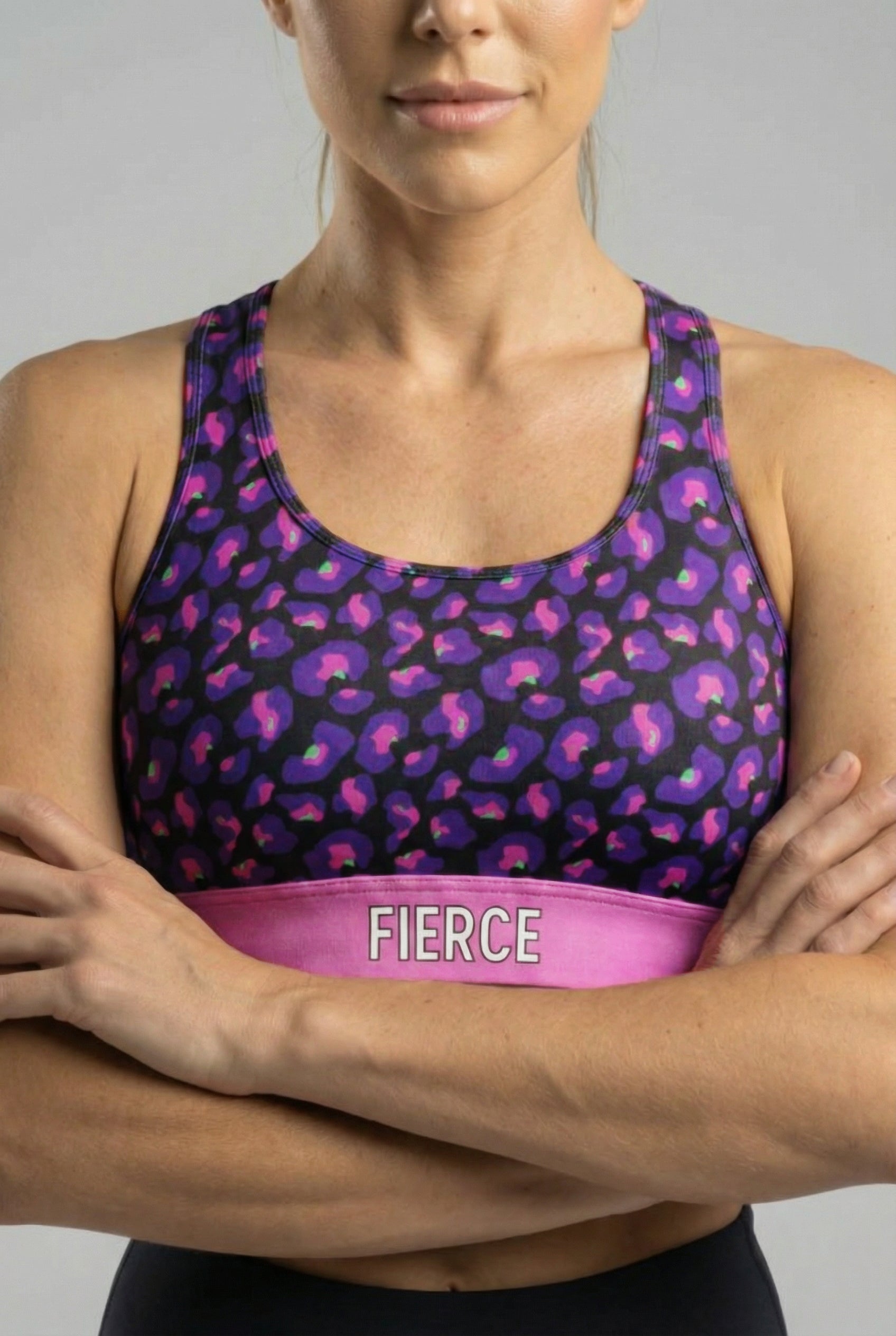 Personalized Dark Purple Leopard Sports Bra
