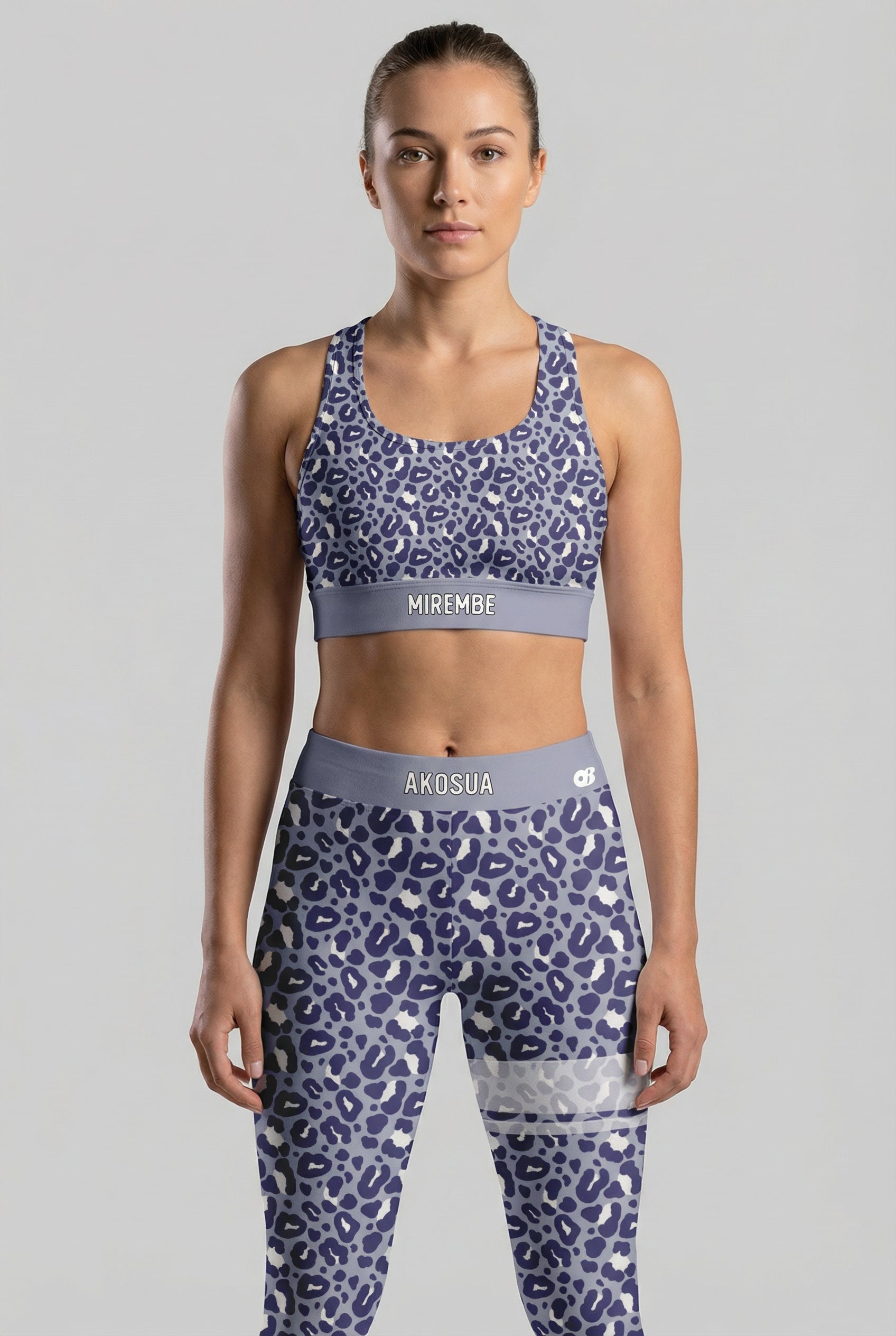 Personalized Dusty Blue Leopard Leggings