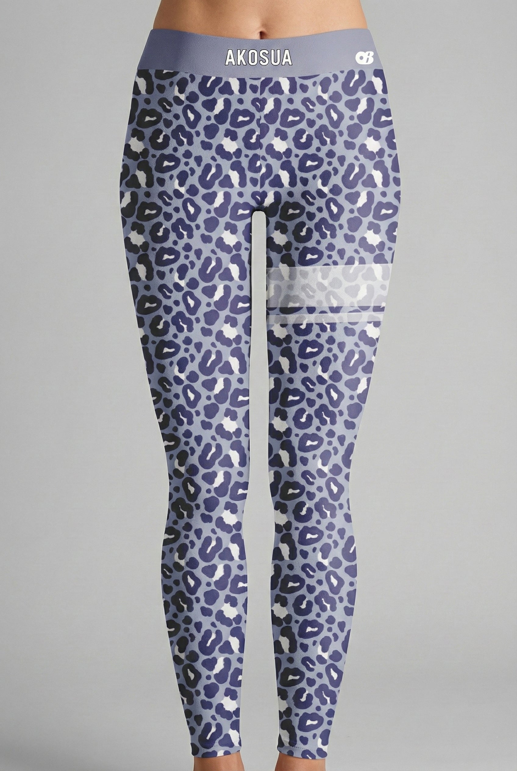 Personalized Dusty Blue Leopard Leggings