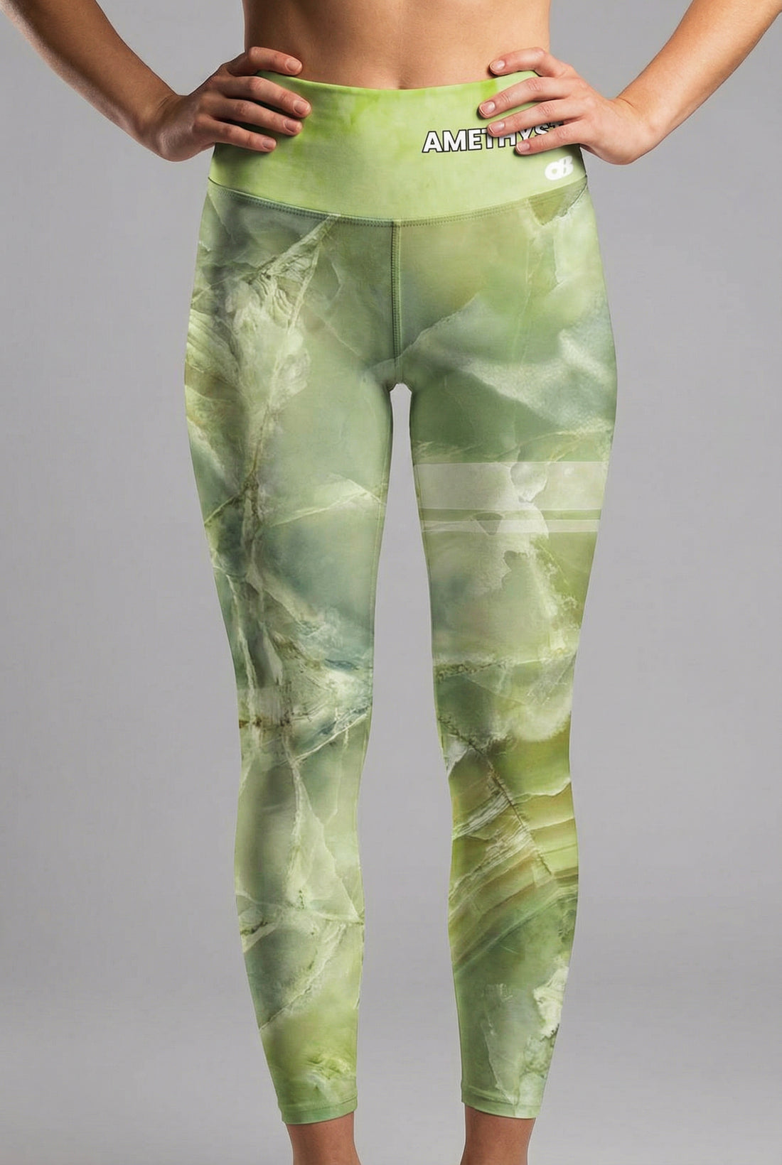 Custom Text Peridot Crystal Leggings - Personalized Green Gemstone Print OnlyBulked