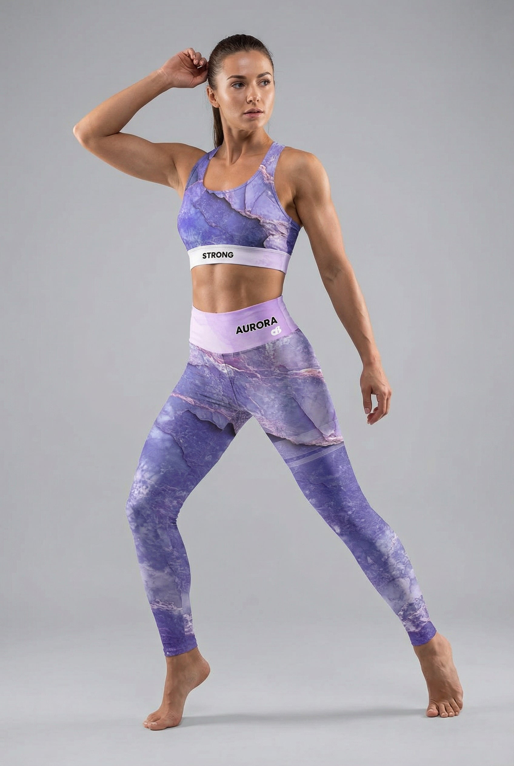 Custom Text Amethyst Stone Leggings - Purple Gemstone Design OnlyBulked