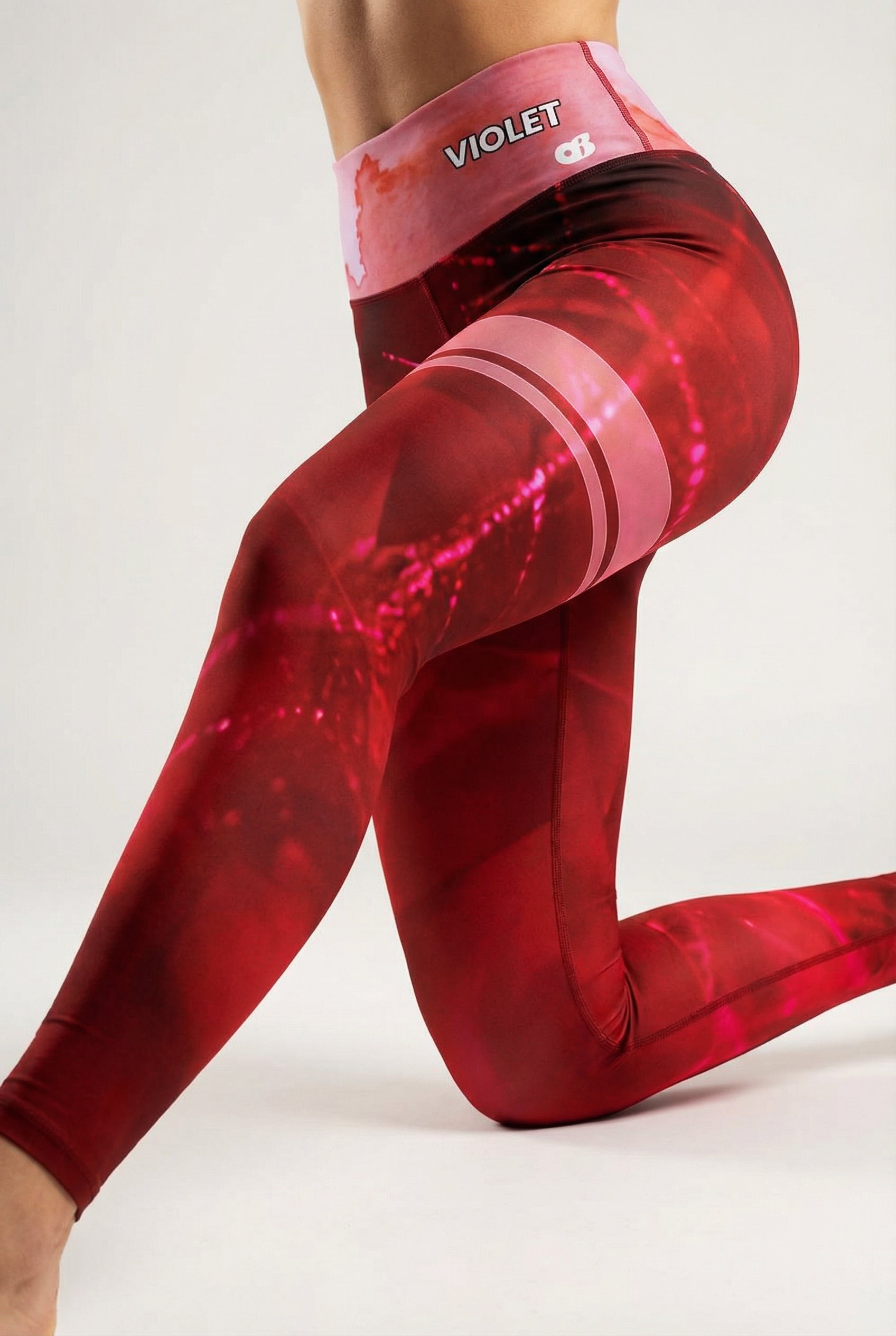 Custom Text Ruby Gemstone Leggings - Red Geometric Design OnlyBulked