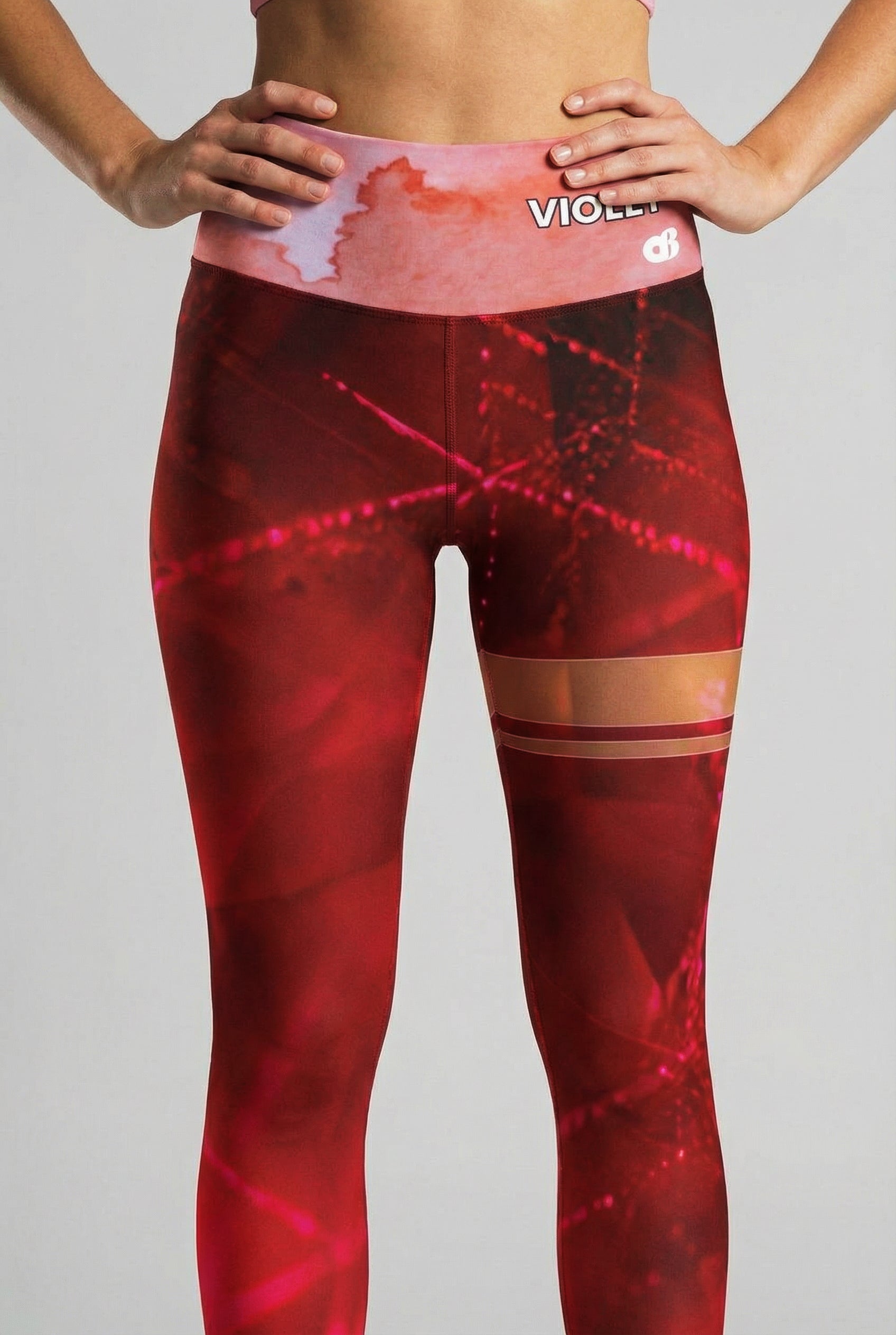Custom Text Ruby Gemstone Leggings - Red Geometric Design OnlyBulked