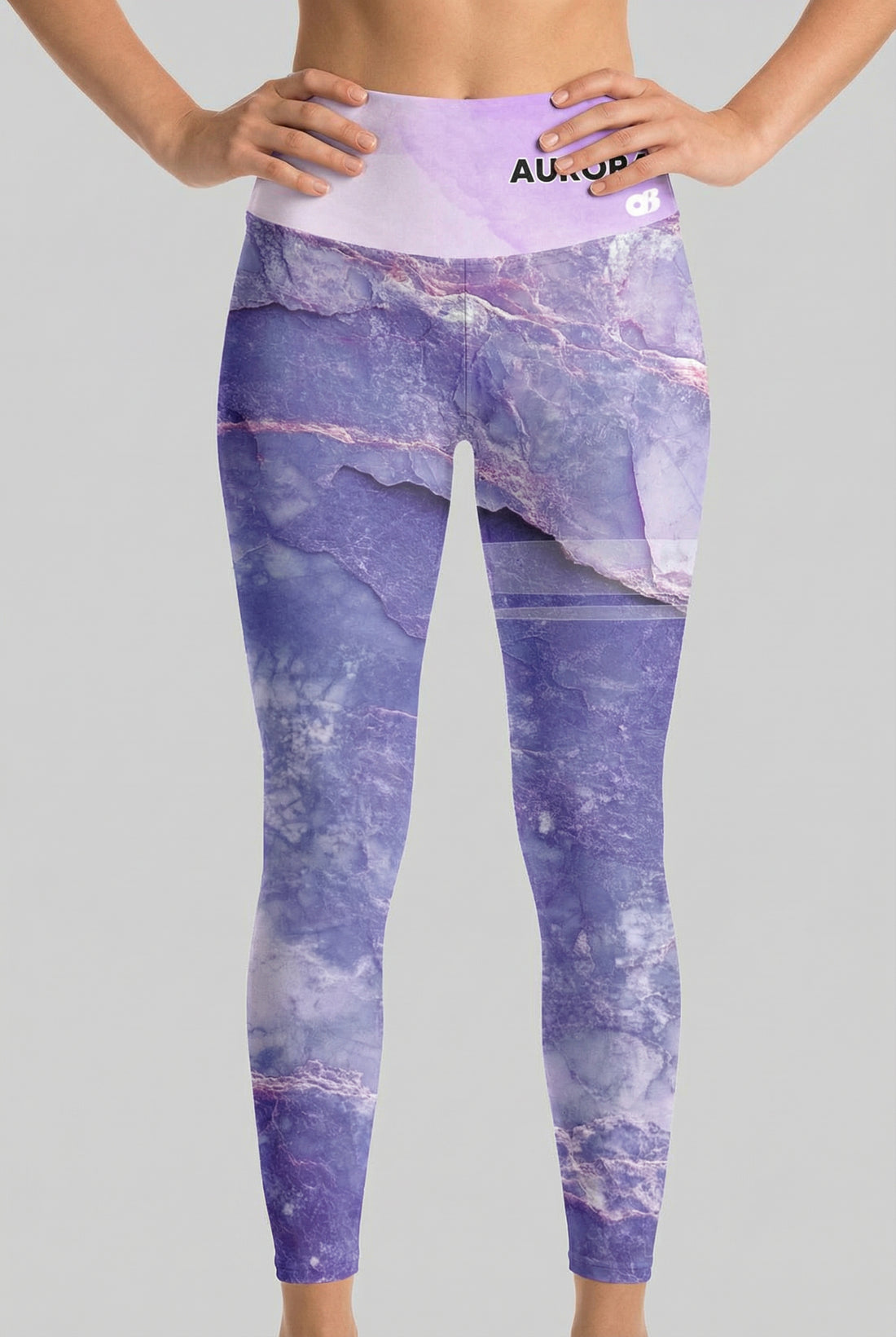 Custom Text Amethyst Stone Leggings - Purple Gemstone Design OnlyBulked
