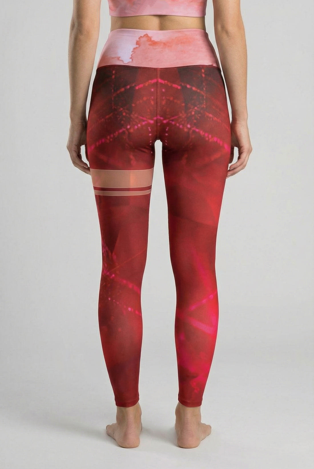 Custom Text Ruby Gemstone Leggings - Red Geometric Design OnlyBulked