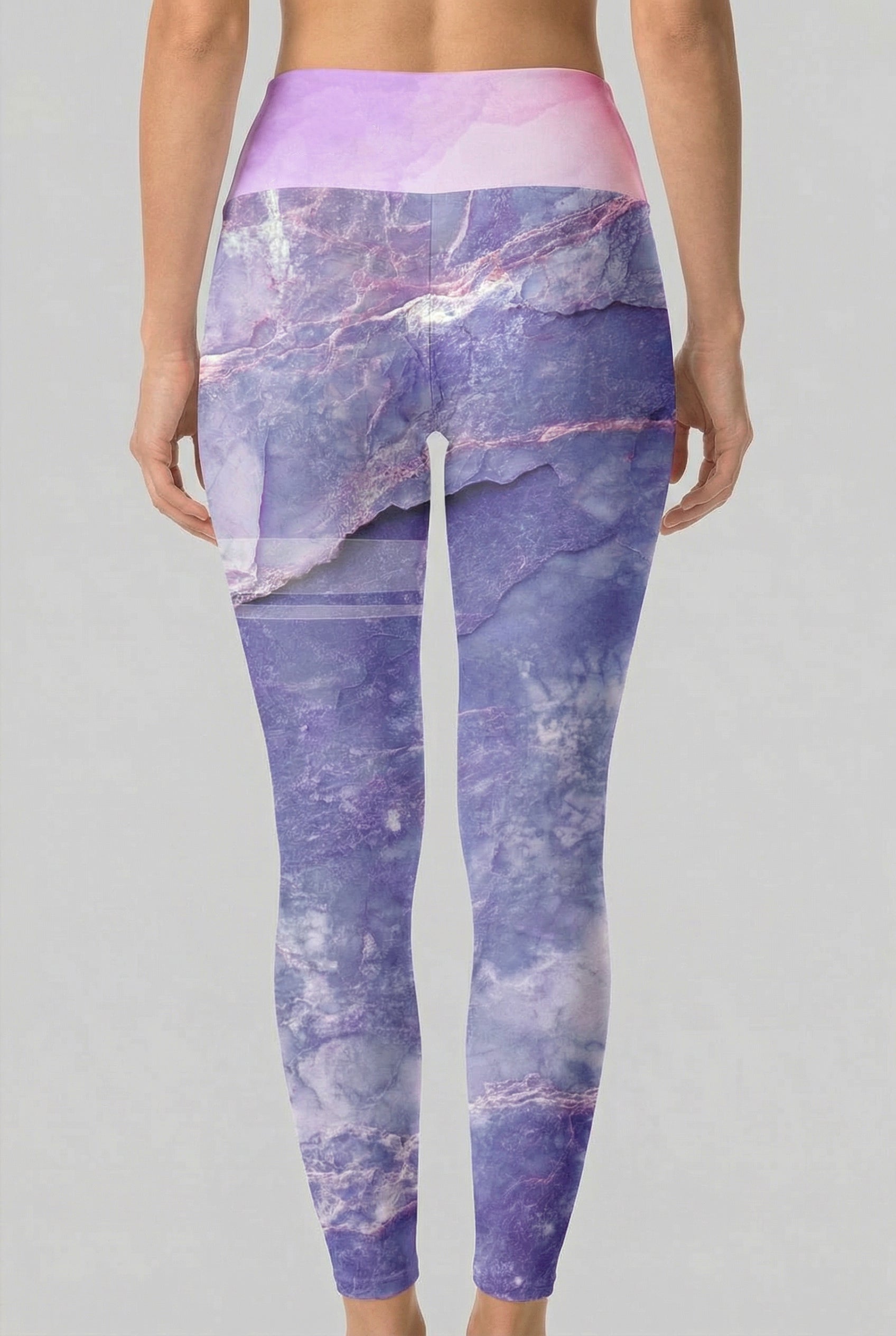 Custom Text Amethyst Stone Leggings - Purple Gemstone Design OnlyBulked
