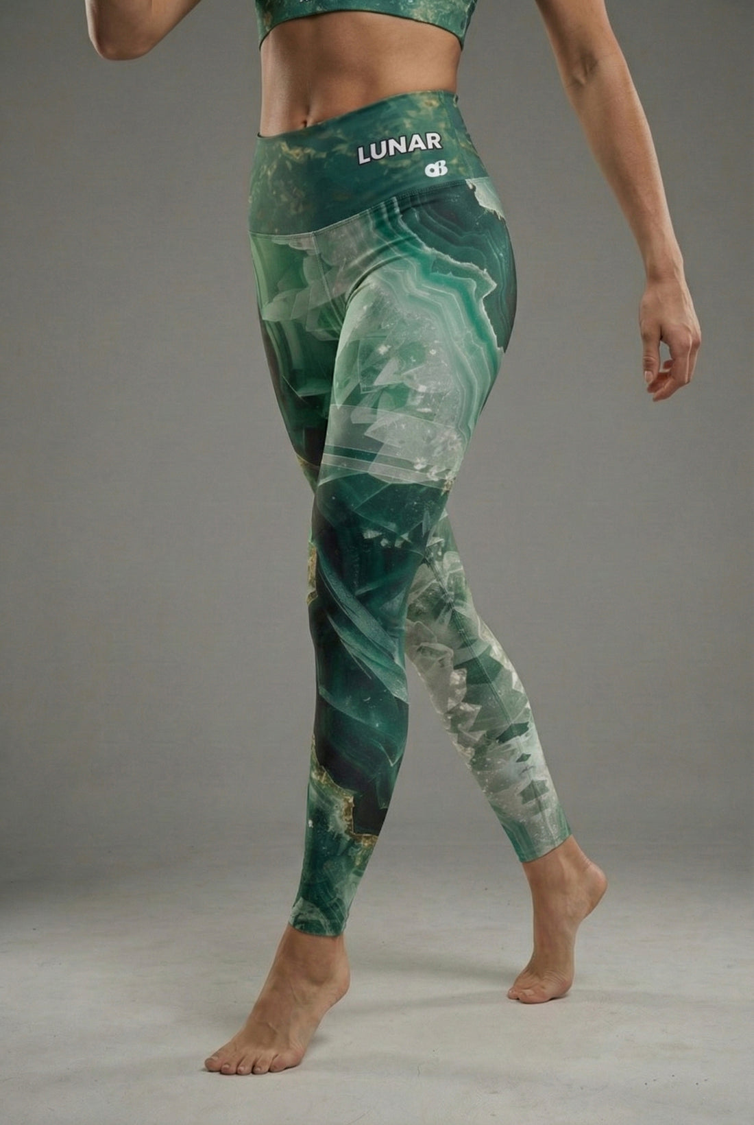Custom Text Emerald Green Leggings - Natural Stone Design OnlyBulked