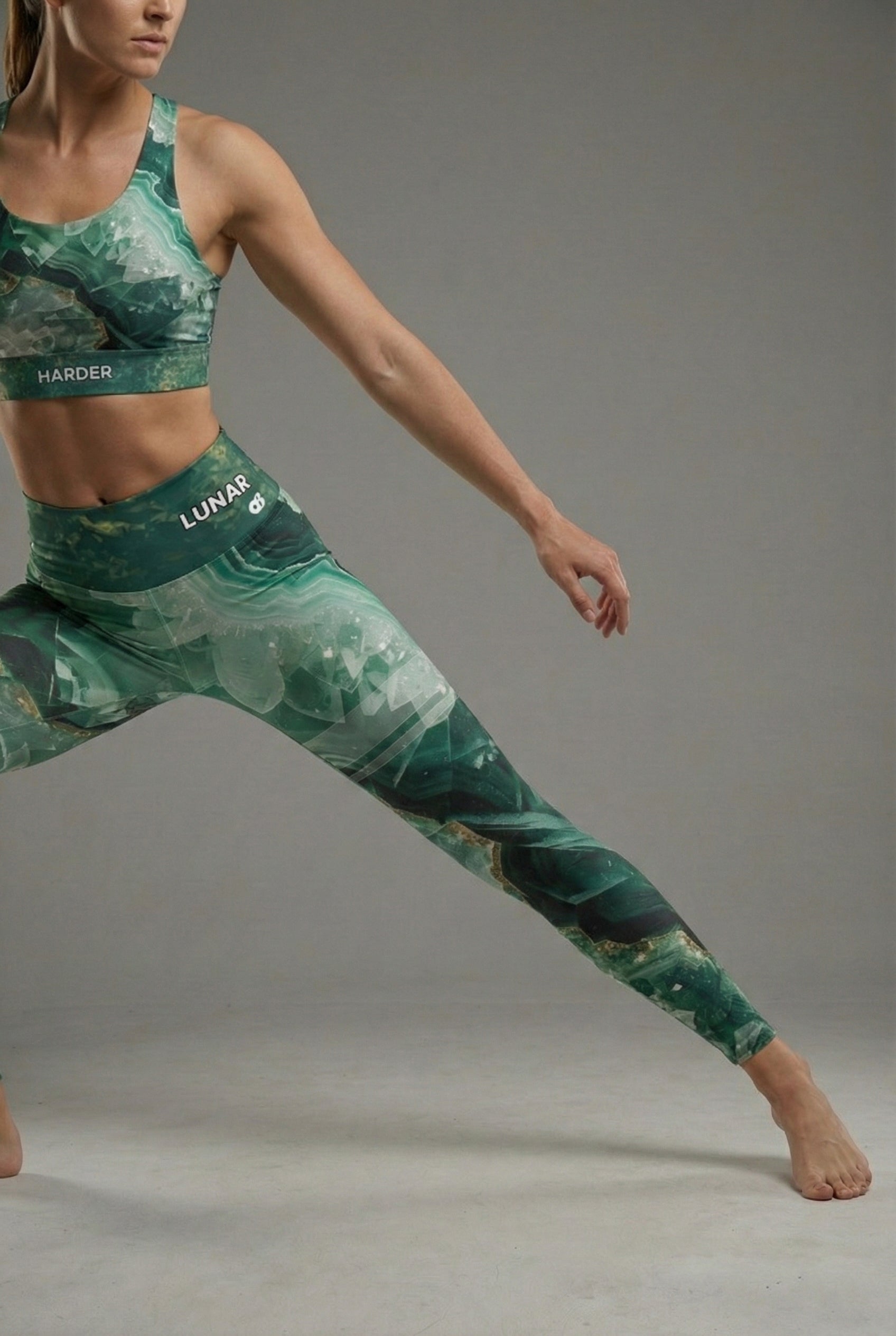 Custom Text Emerald Green Leggings - Natural Stone Design OnlyBulked