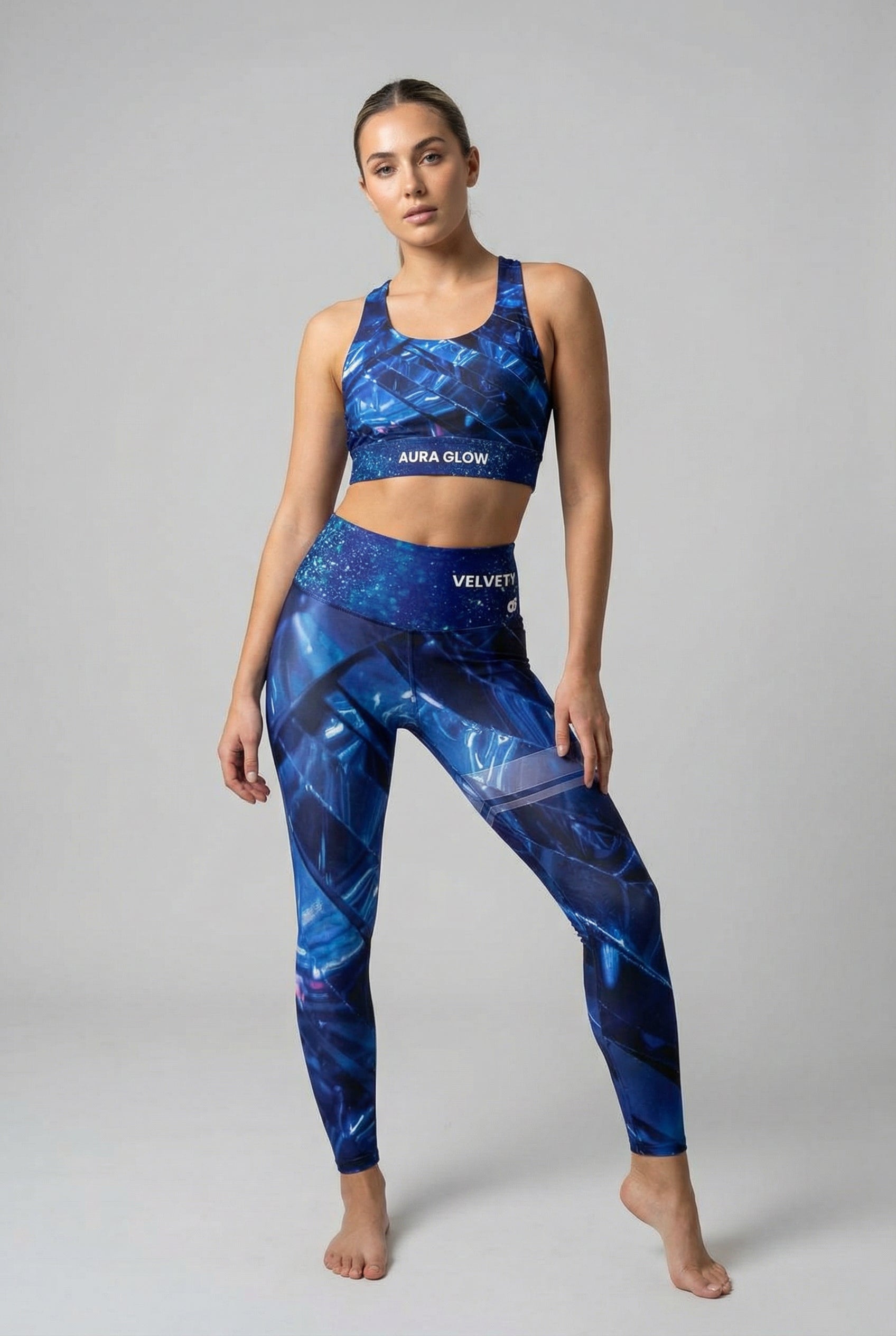 Custom Text Sapphire Gemstone Leggings - Royal Blue Design OnlyBulked